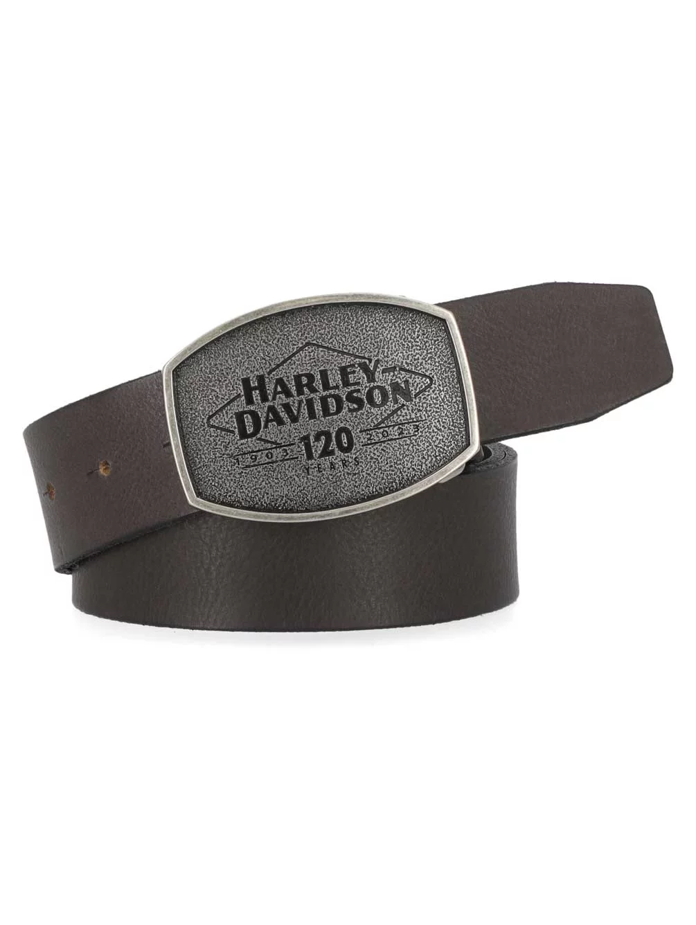 Harley-Davidson Men's 120th Anniversary Snap On Buckle Leather Belt - Black (42), Harley Davidson