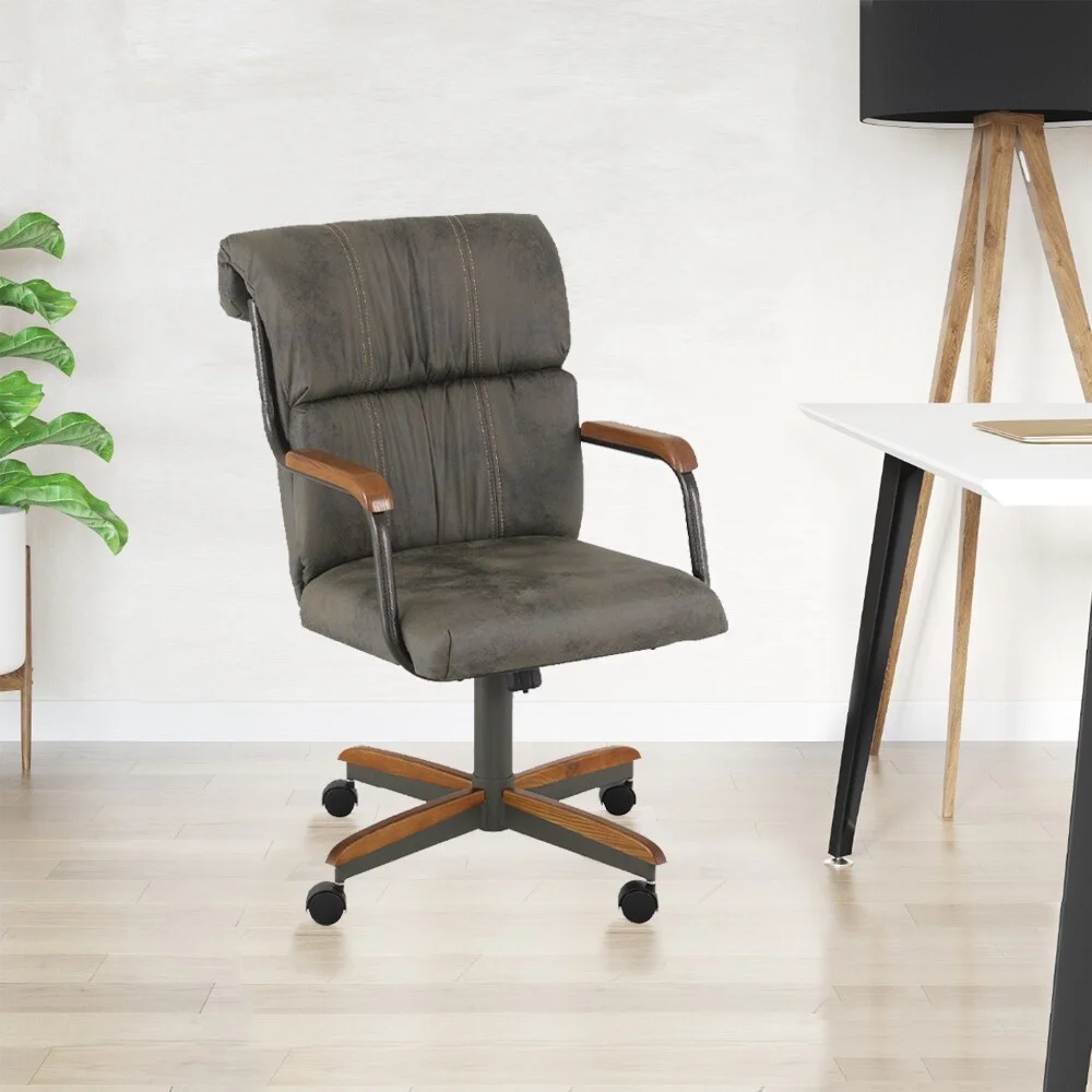 Chromcraft Douglas Caster Dining Chairs in Chestnut and Gray Finish (set of 2) Chestnut Chestnut Finish