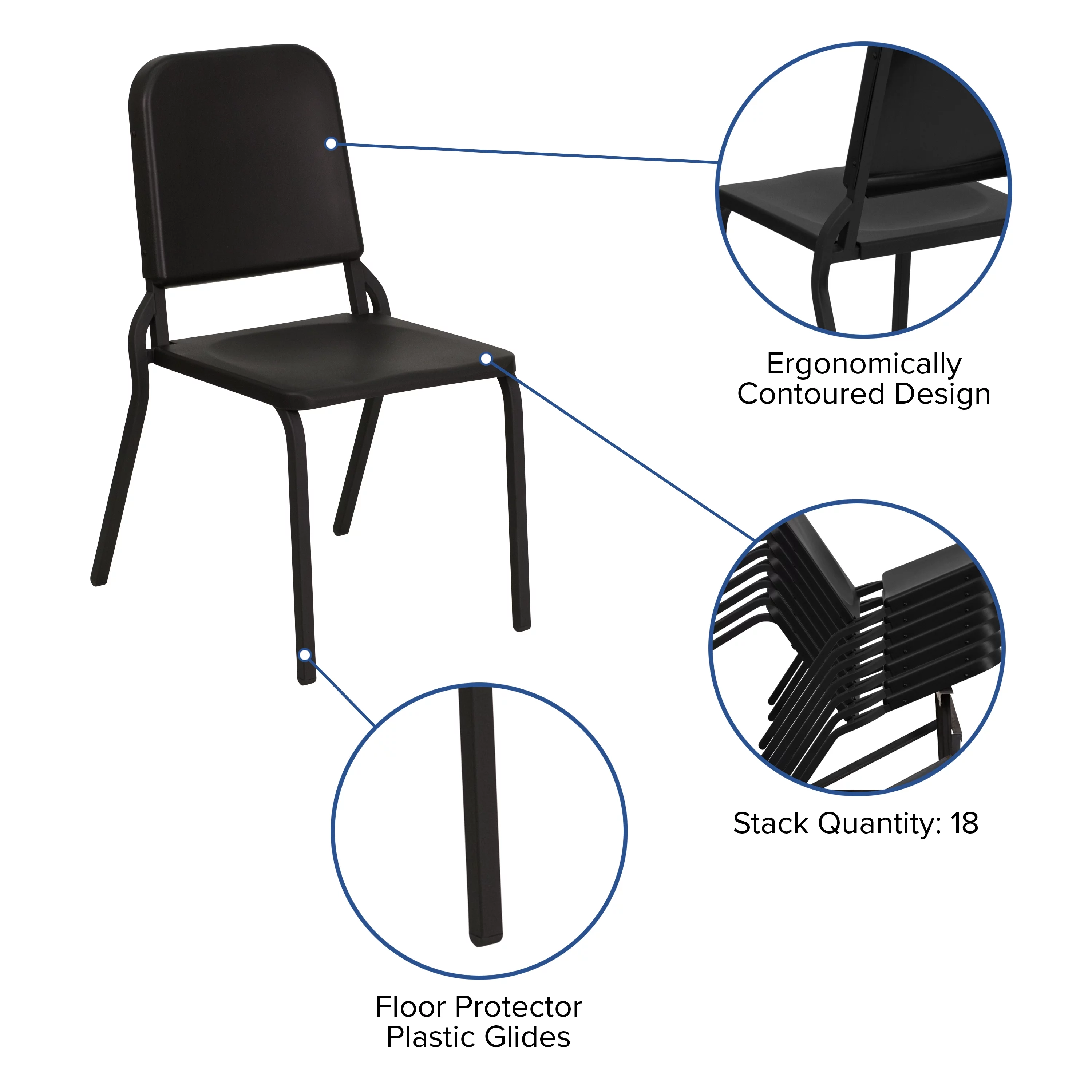 Emma + Oliver Black High Density Stackable Melody Band/Music Chair