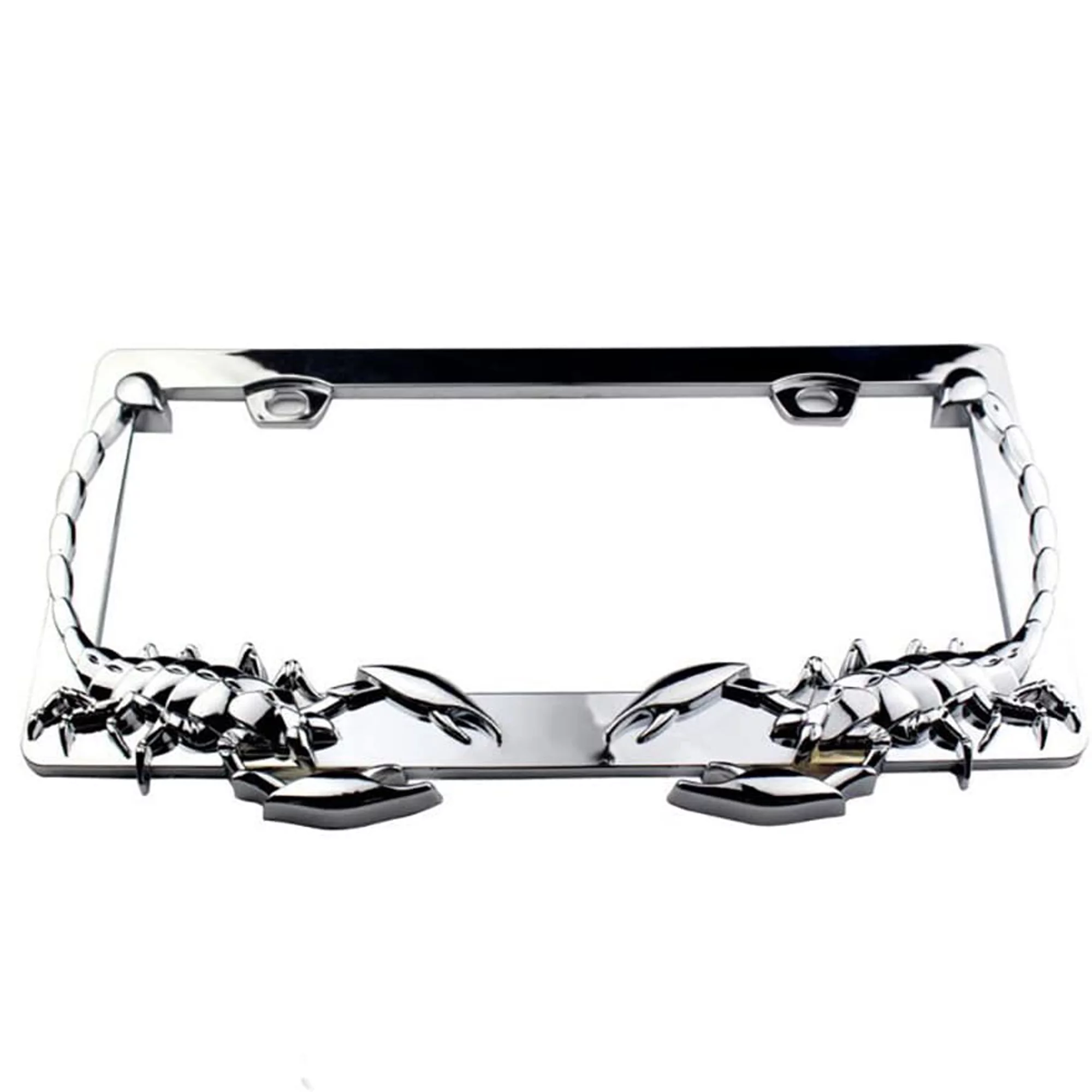 NINTE License Plate Frame Chrome 3D ABS Scorpion Universal 2 Hole Without Cap