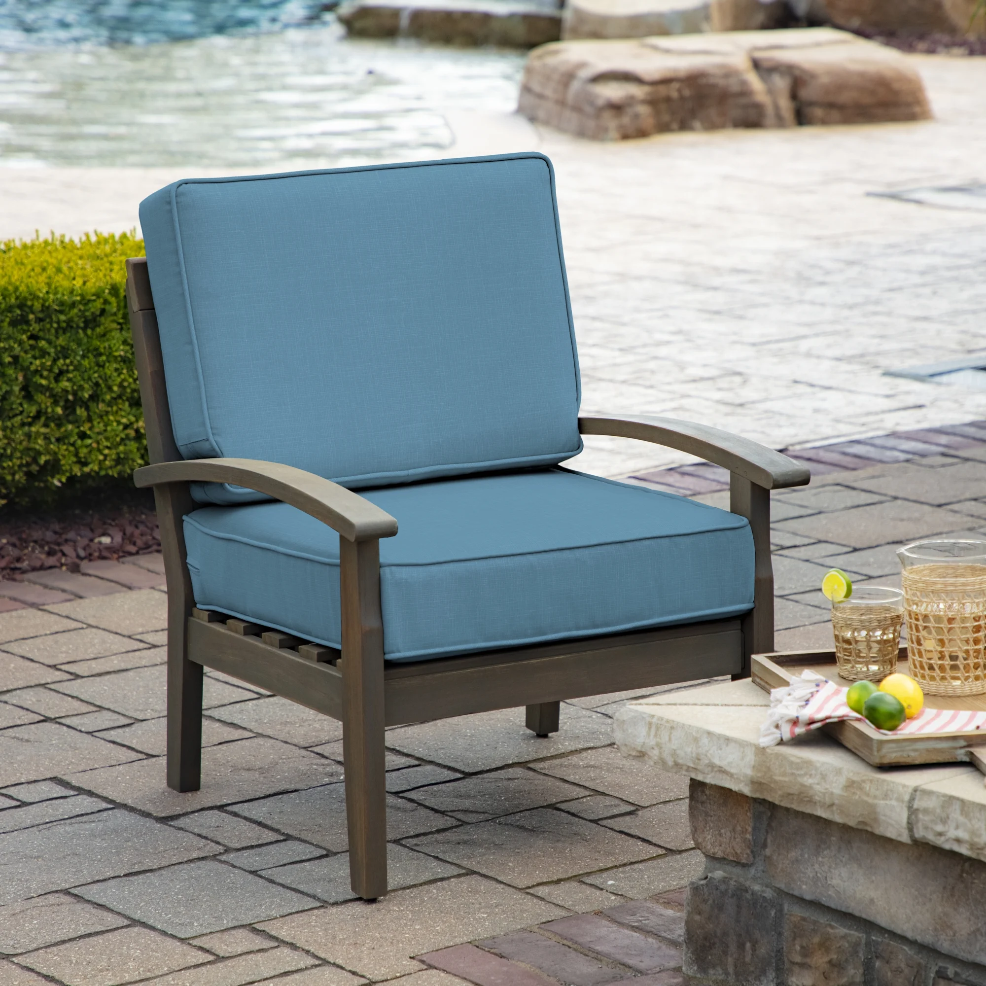 Arden Selections ProFoam Essentials Outdoor Deep Seating Cushion Set 24 x 24, French Blue Texture