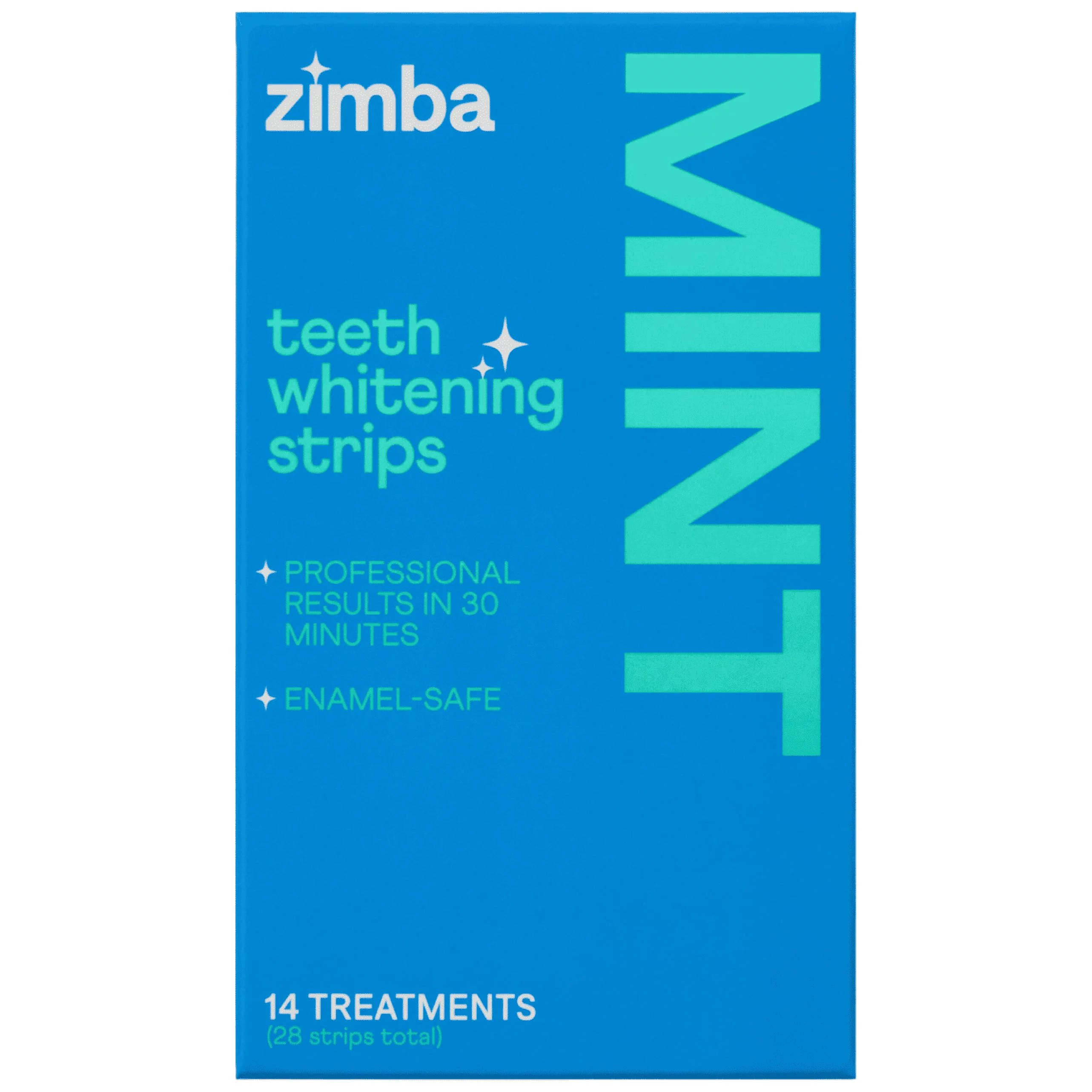 Zimba Teeth Whitening Strips, 28 Reduced Sensitivity Whitening Strips (14 Treatments) (Mint, 1 Pack)