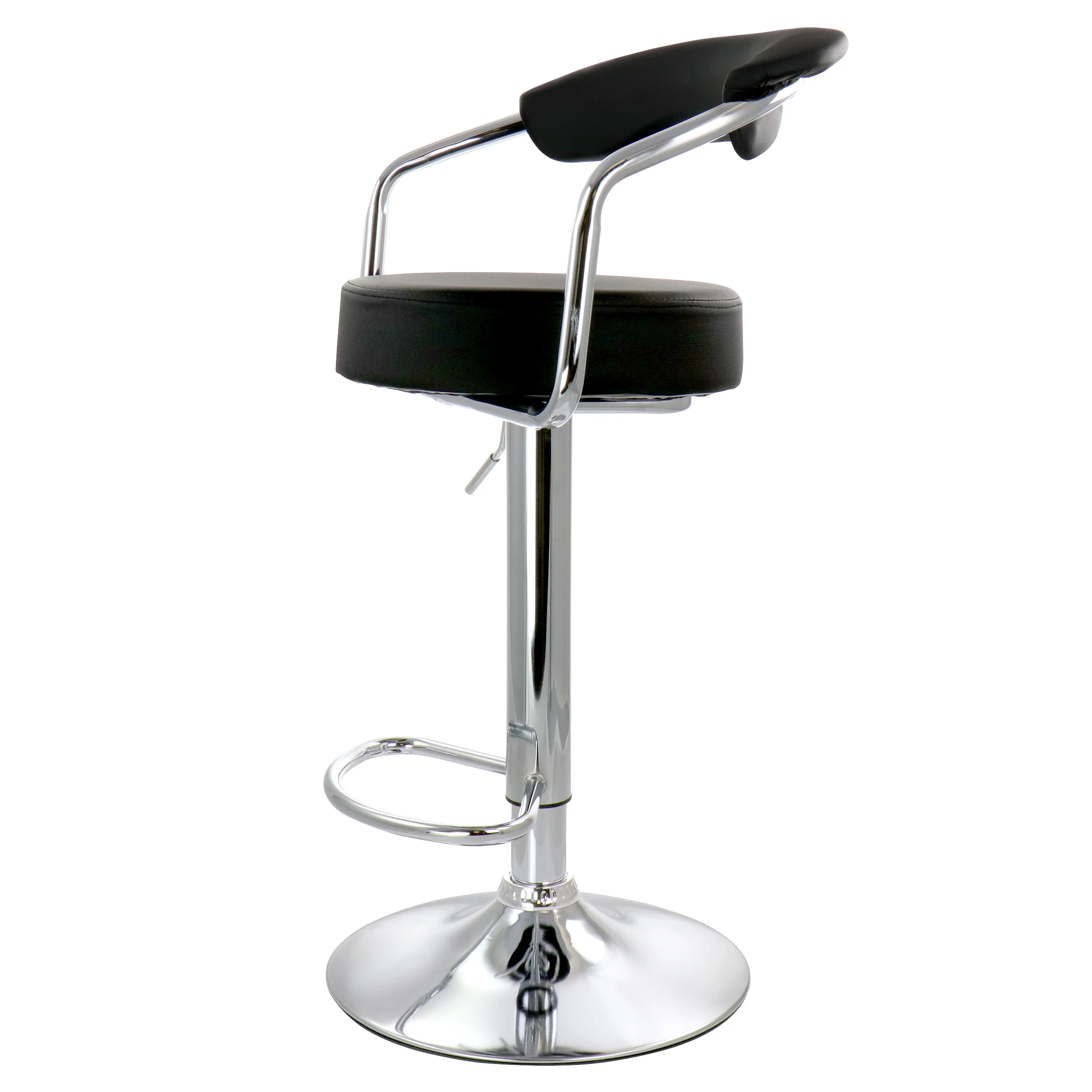 Elama Bar Stool with Adjustable Height & Swivel, Black and Chrome, Set of 2