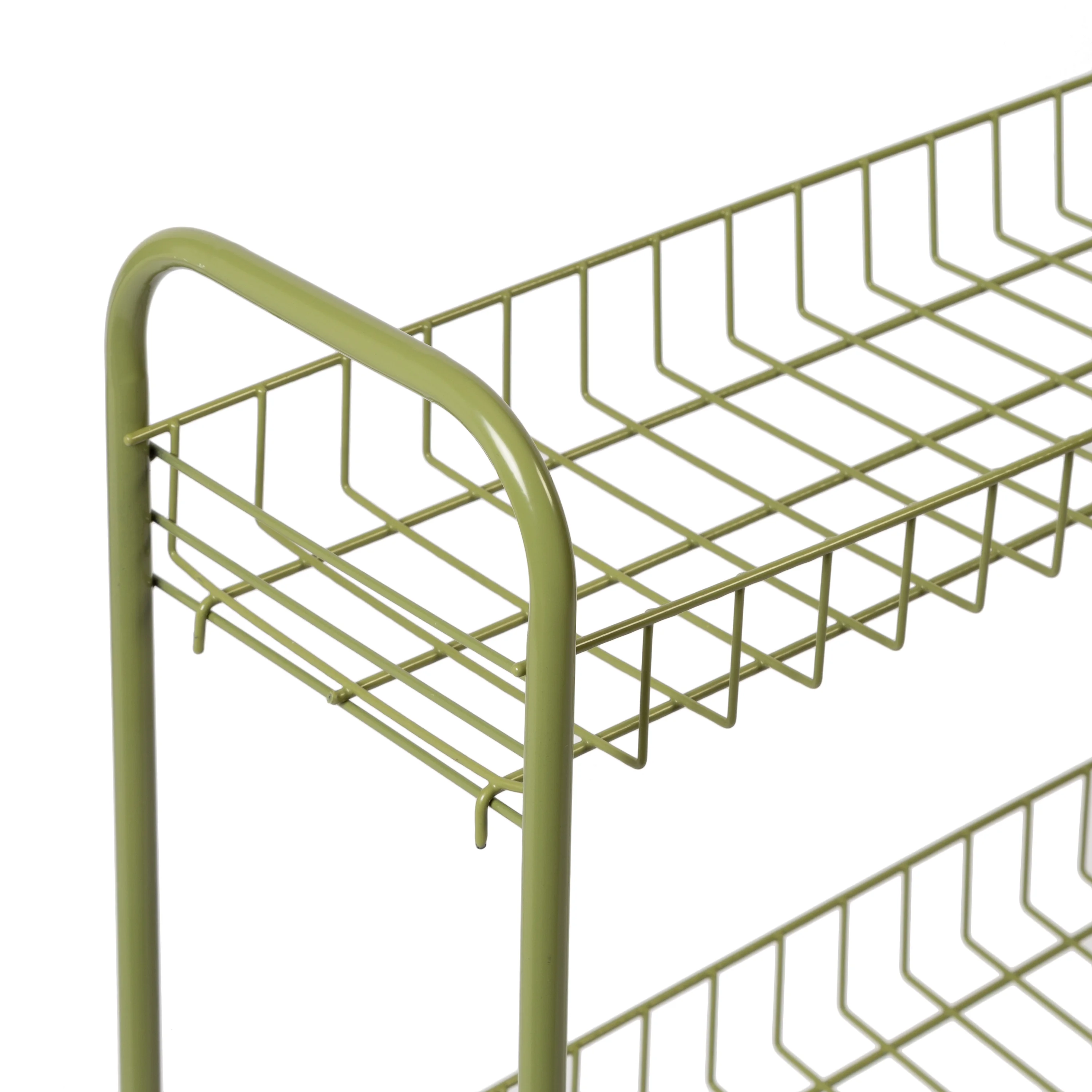 Honey-Can-Do 3-Tier Slim Metal Rolling Kitchen Storage Cart, Olive