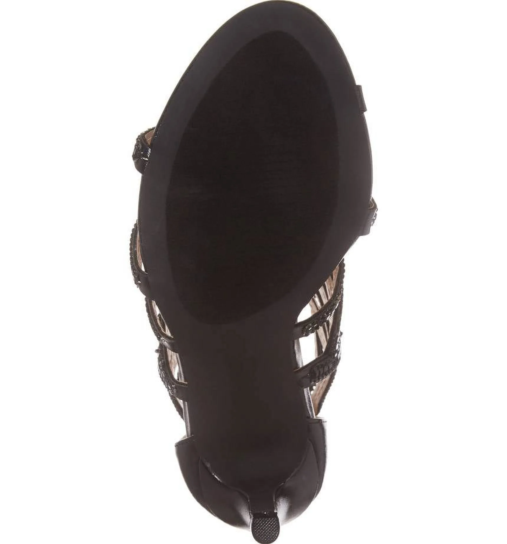 LAUREN LORRAINE Rae Rhinestone Caged Evening Dress Prom Wedding Pumps Sandals (Black, 6)
