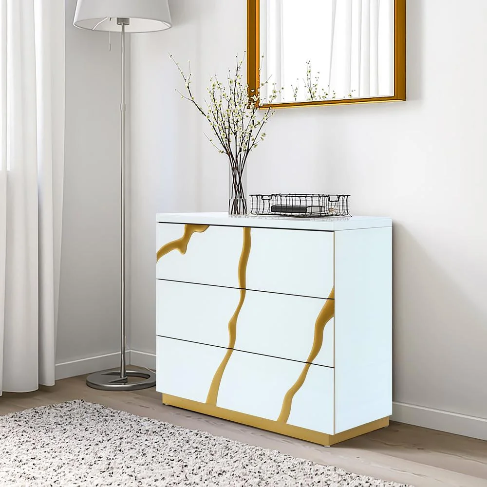 LuxenHome Modern White with Gold Ribbon 31.5