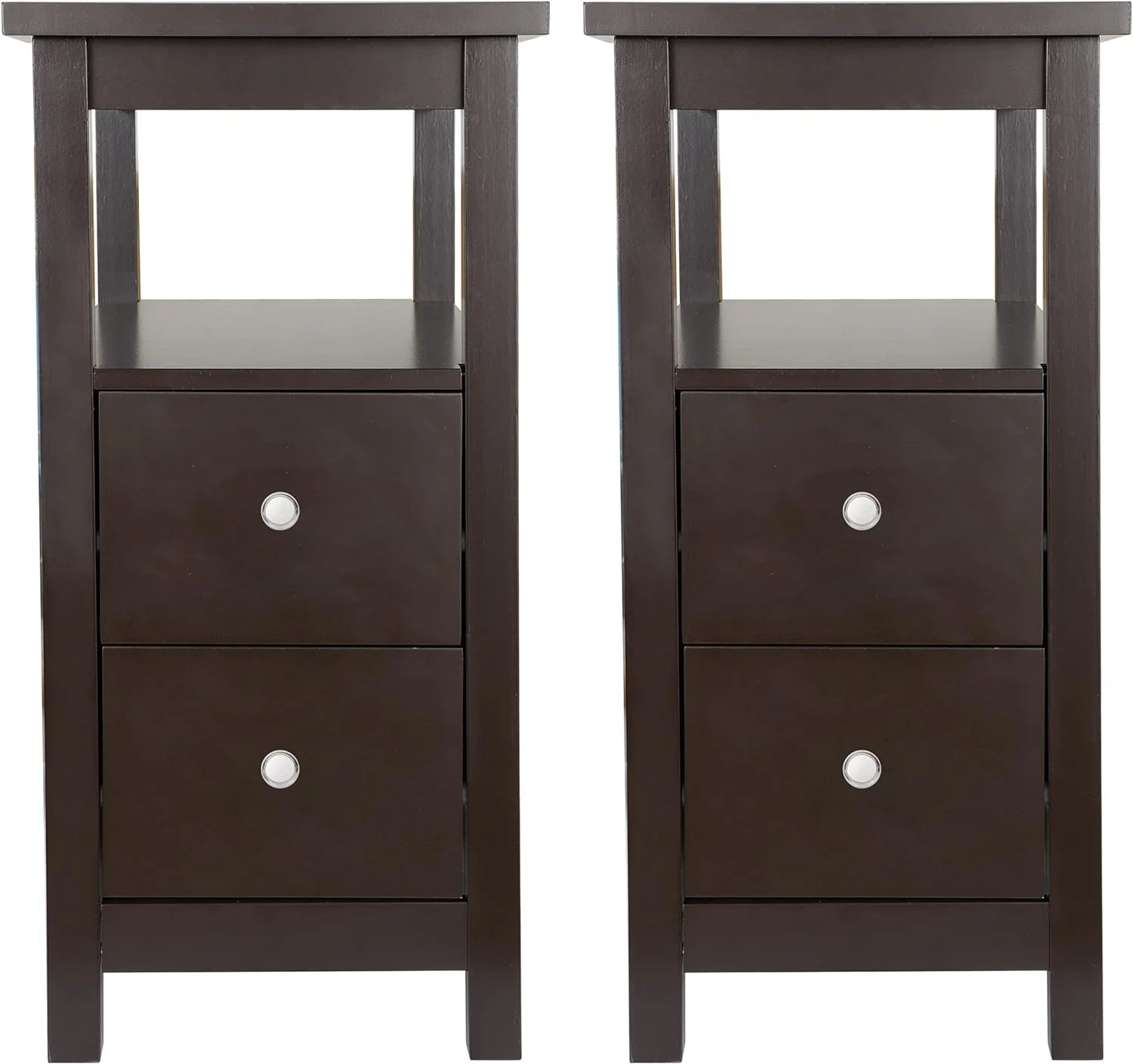 Sleek Design Brown Elegant Set of 2 Chairside End Tables 11.8