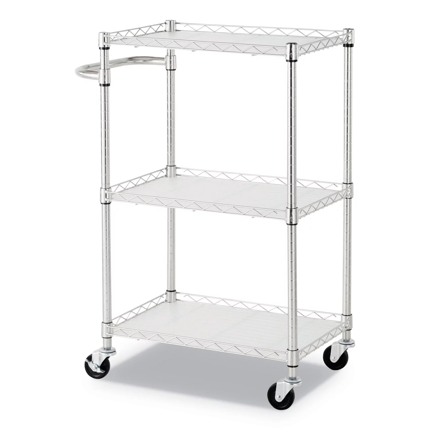 Alera 3-shelf Wire Cart With Liners, 24w X 16d X 39h, Silver, 500-lb Capacity