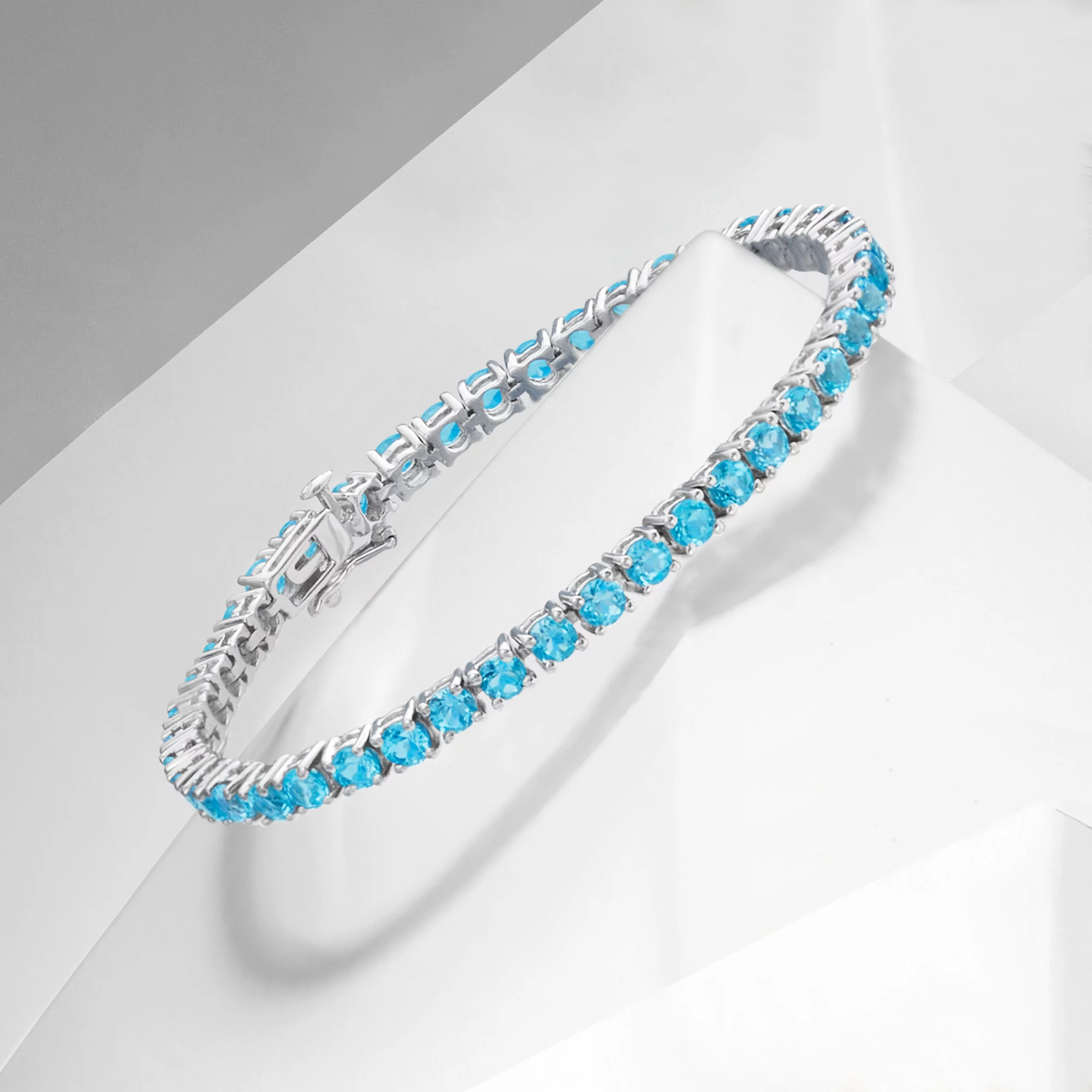 Ross-Simons 7.90 ct. t.w. Swiss Blue Topaz Tennis Bracelet in Sterling Silver, Women's, Adult