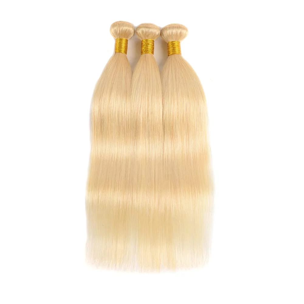 613 Blonde 3 Bundles Human Hair Straight Hair Brazilian Blonde Human Hair Bundle 100% Virgin Remy Hair Bundles Human Hair Extensions