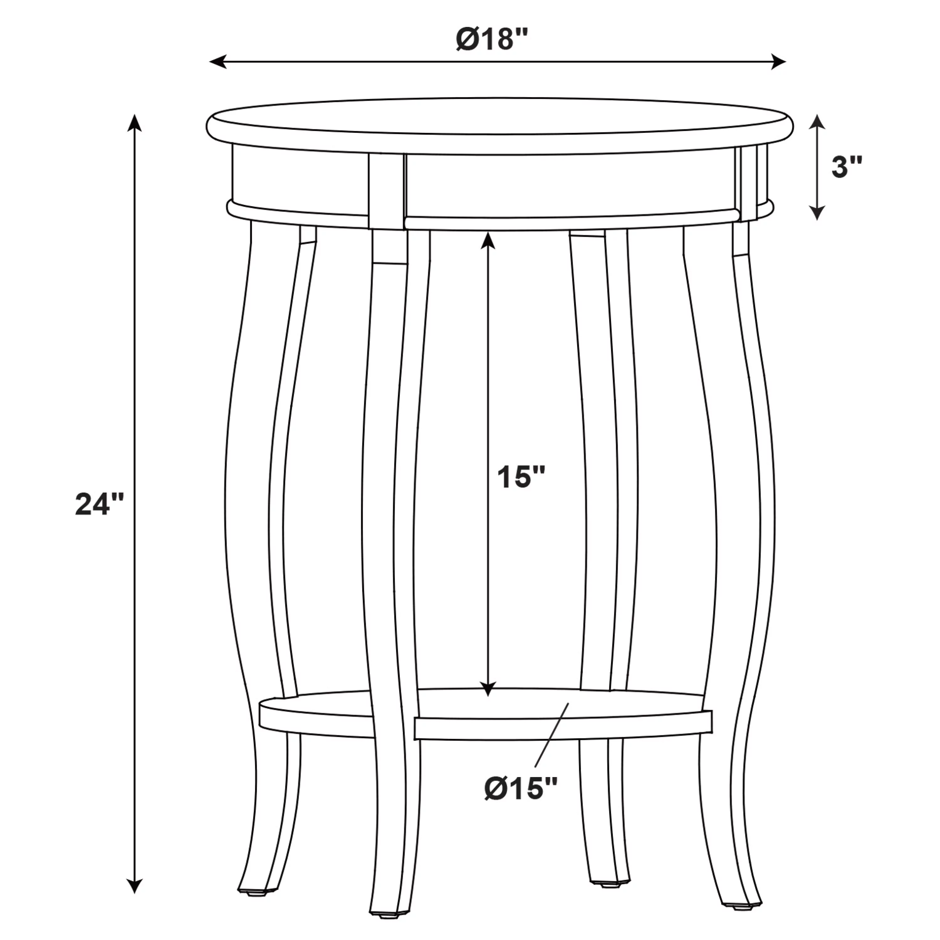 Powell Fiore Round Indoor Accent Side Table with Shelf, 24
