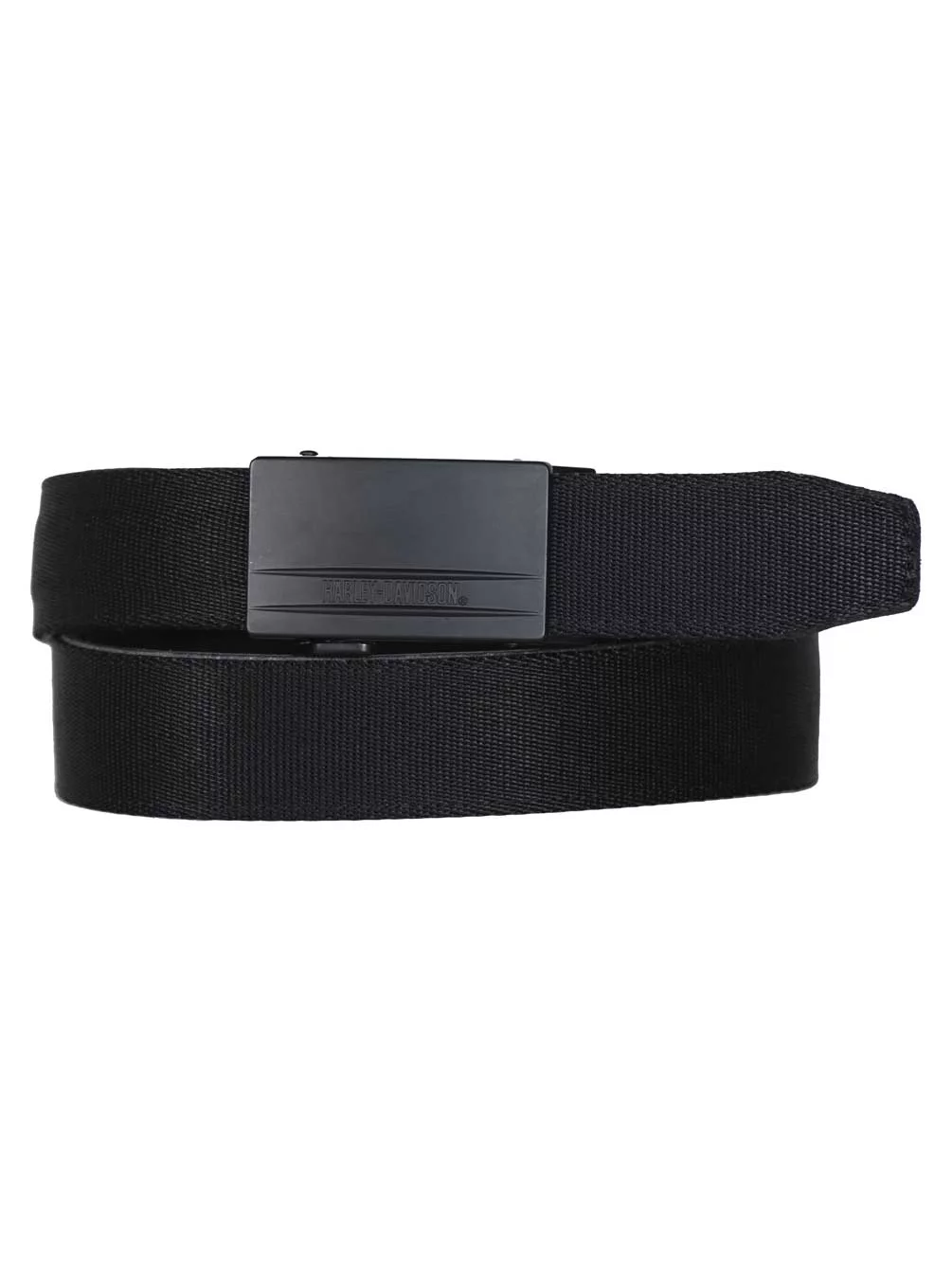 Harley-Davidson Men's Bikers Ratchet Nylon Webbing & Leather Belt - Black, Harley Davidson