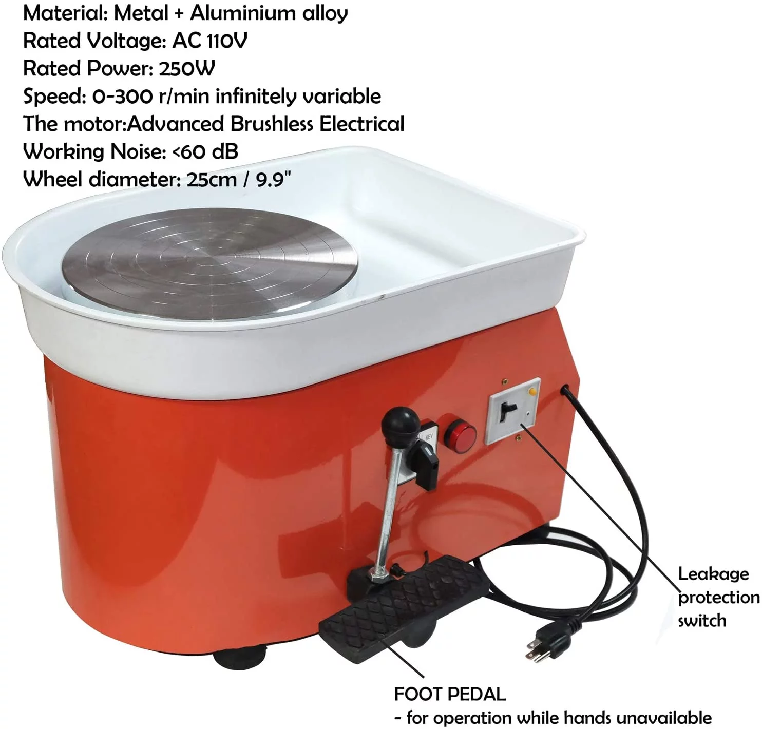HTTMT- Electric Pottery Wheel 25cm Pottery Forming Machine 250W Pottery Wheel DIY Clay