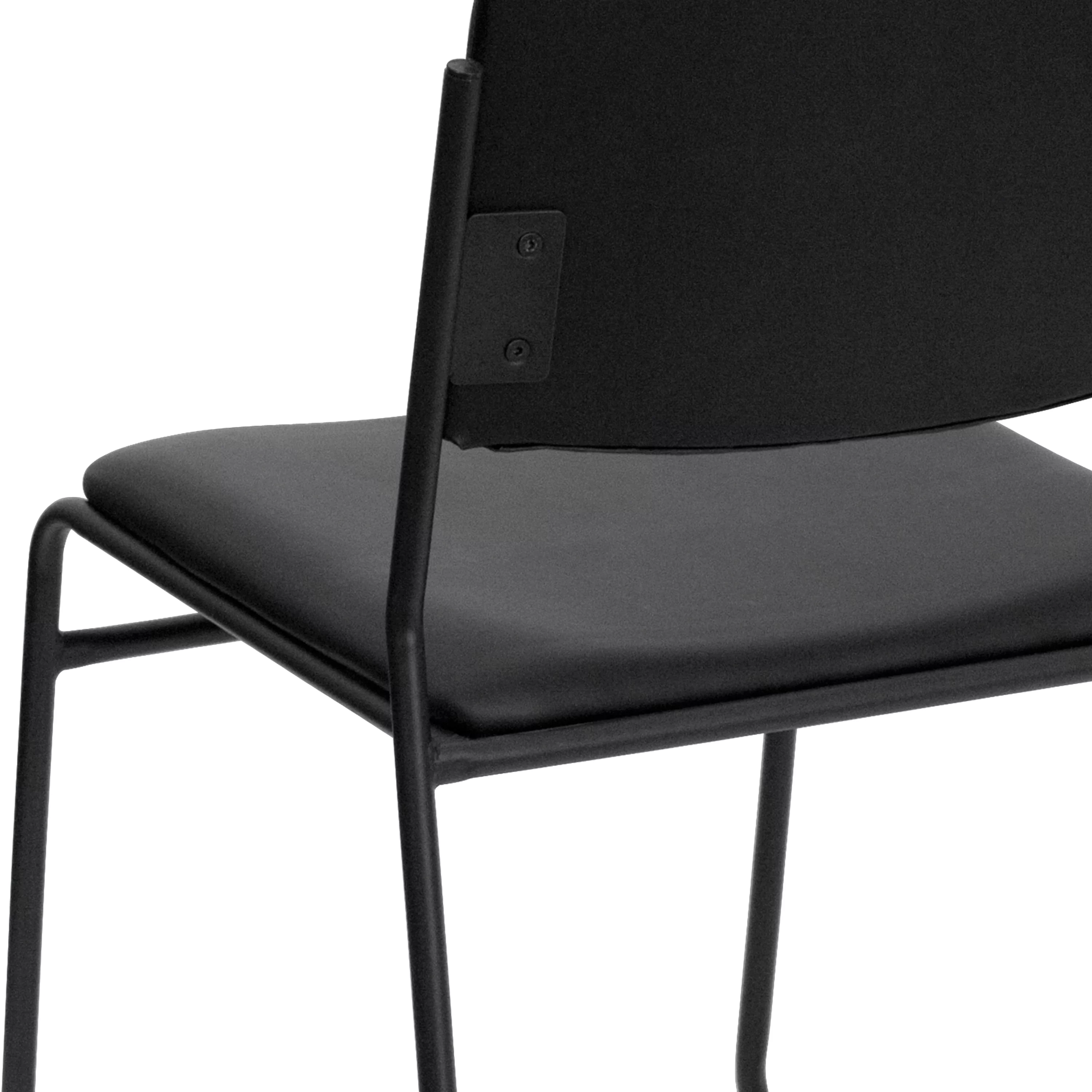 Emma + Oliver 500 lb. Capacity High Density Black Vinyl Stacking Chair