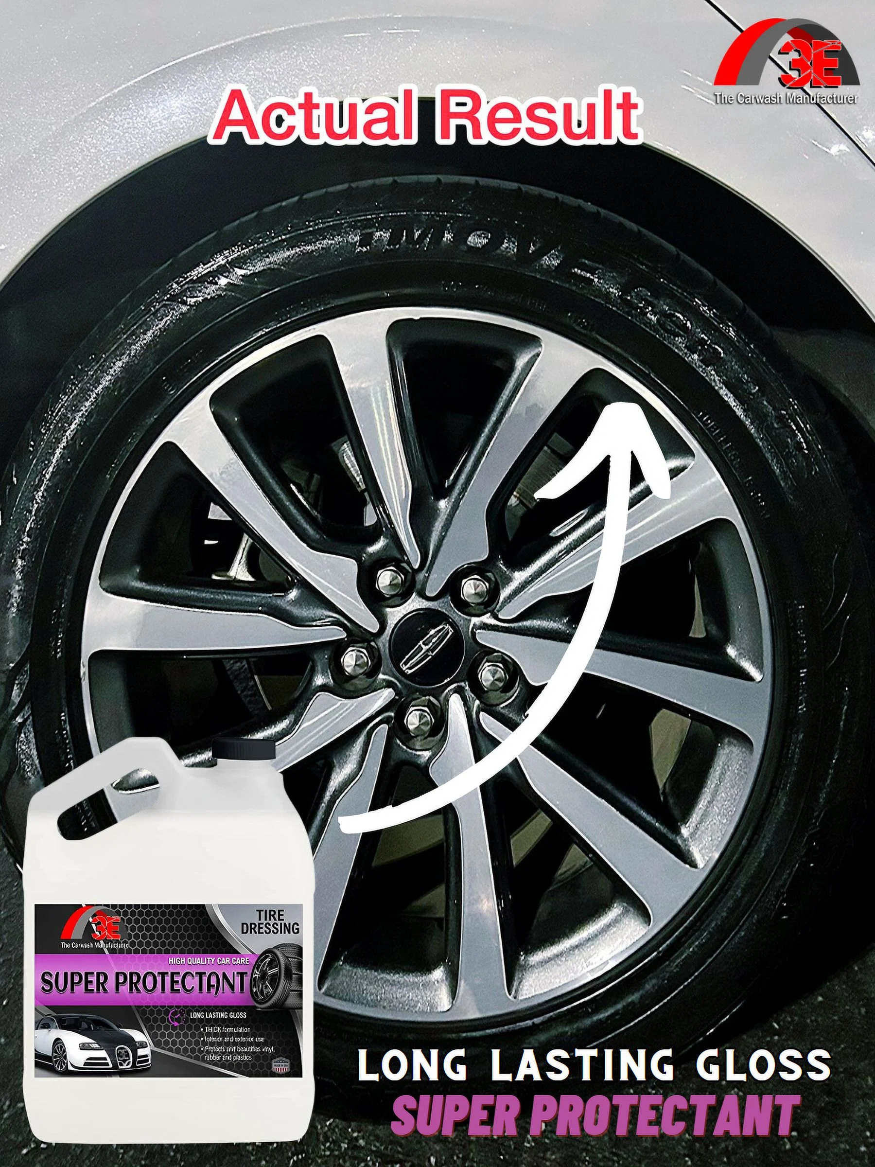 Tire Shine High Gloss Interior Detail Exterior Tire Dressing Vinyl, Rubber and Plastic No Grease, No Mess Long Lasting Super Shine Dressing for Tires, Trim 1 Gallon