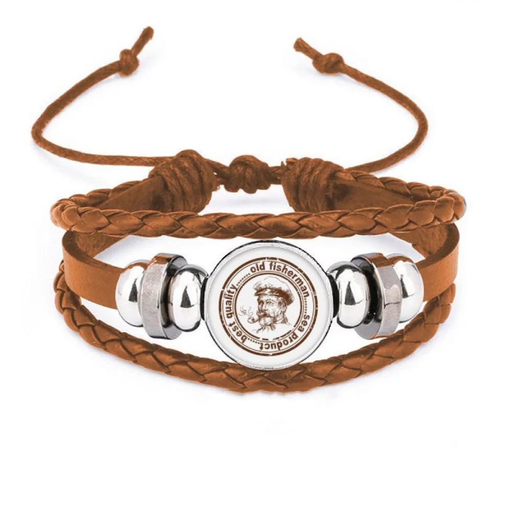 Old Fisherman Captain Classic Country City Bracelet Wristband Leather Jewelry Ornament