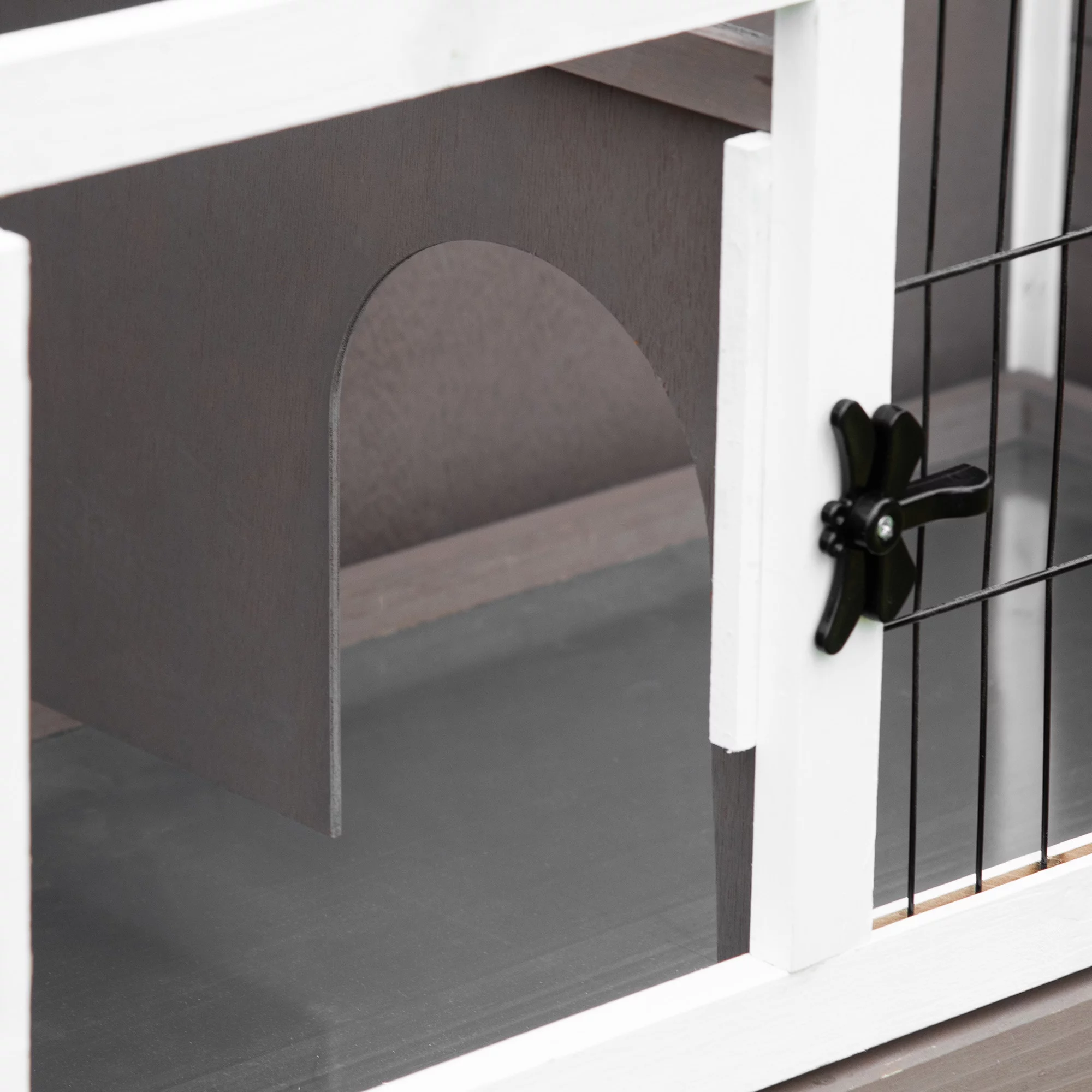 PawHut Elevated Rabbit Hutch w/ Hinged Roof & Metal Cage, Great for Small Animal