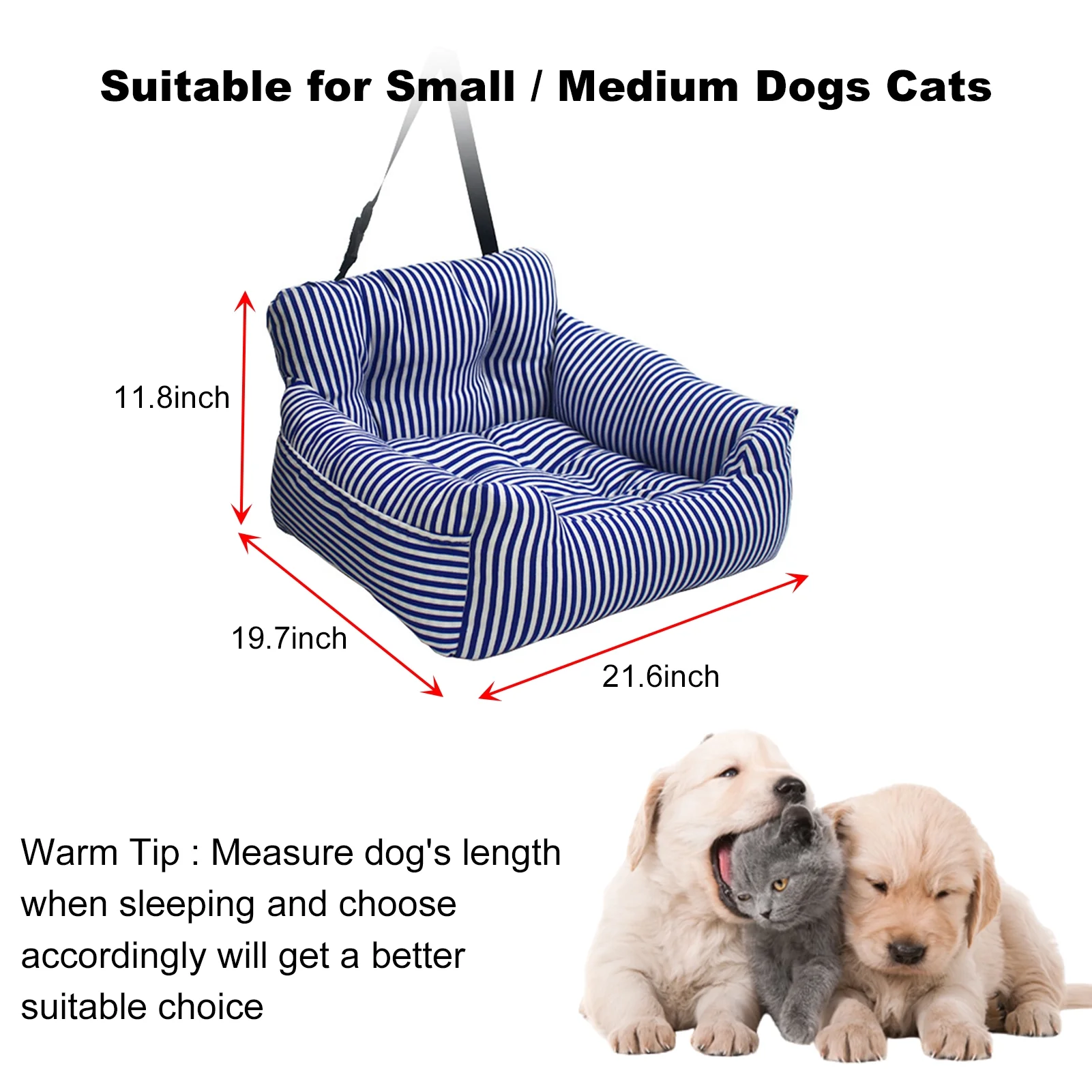 OWSOO Car Seat Dog Bed Multifunctional Design Pet Sofa for Cars Home and All Seasons - Sturdy Safety Belt Comfortable Material Storage Bags - Targeting Pet Owners
