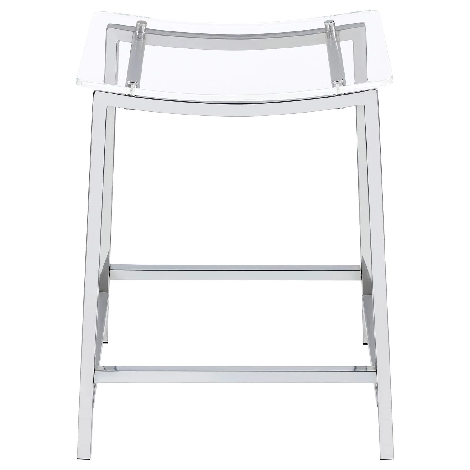DPlus Acrylic Backless Counter Height Bar Stools Clear and Chrome (Set of 2)