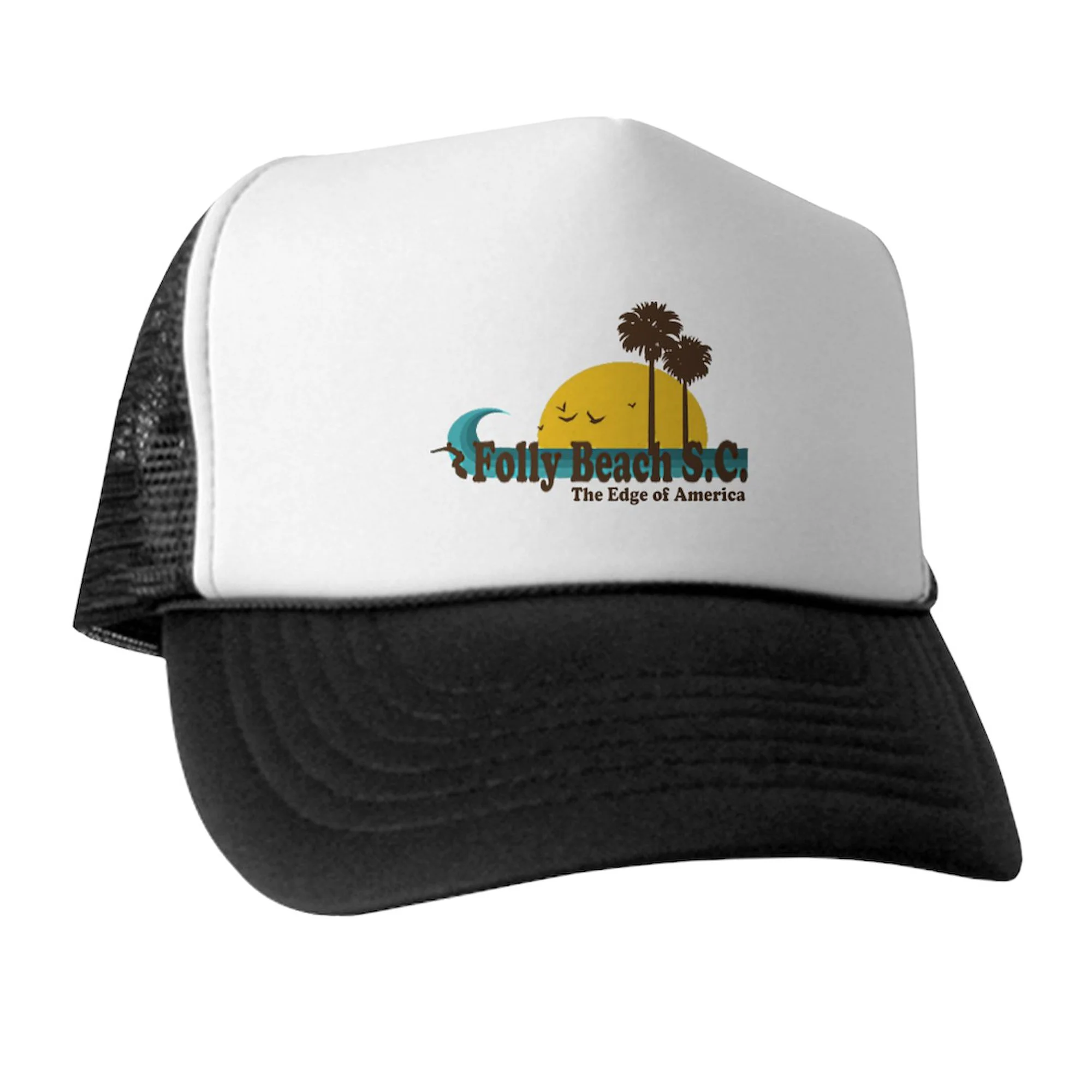 CafePress - Folly Beach SC - Trucker Hat - Polyester Foam Front and Nylon Mesh Weave Back