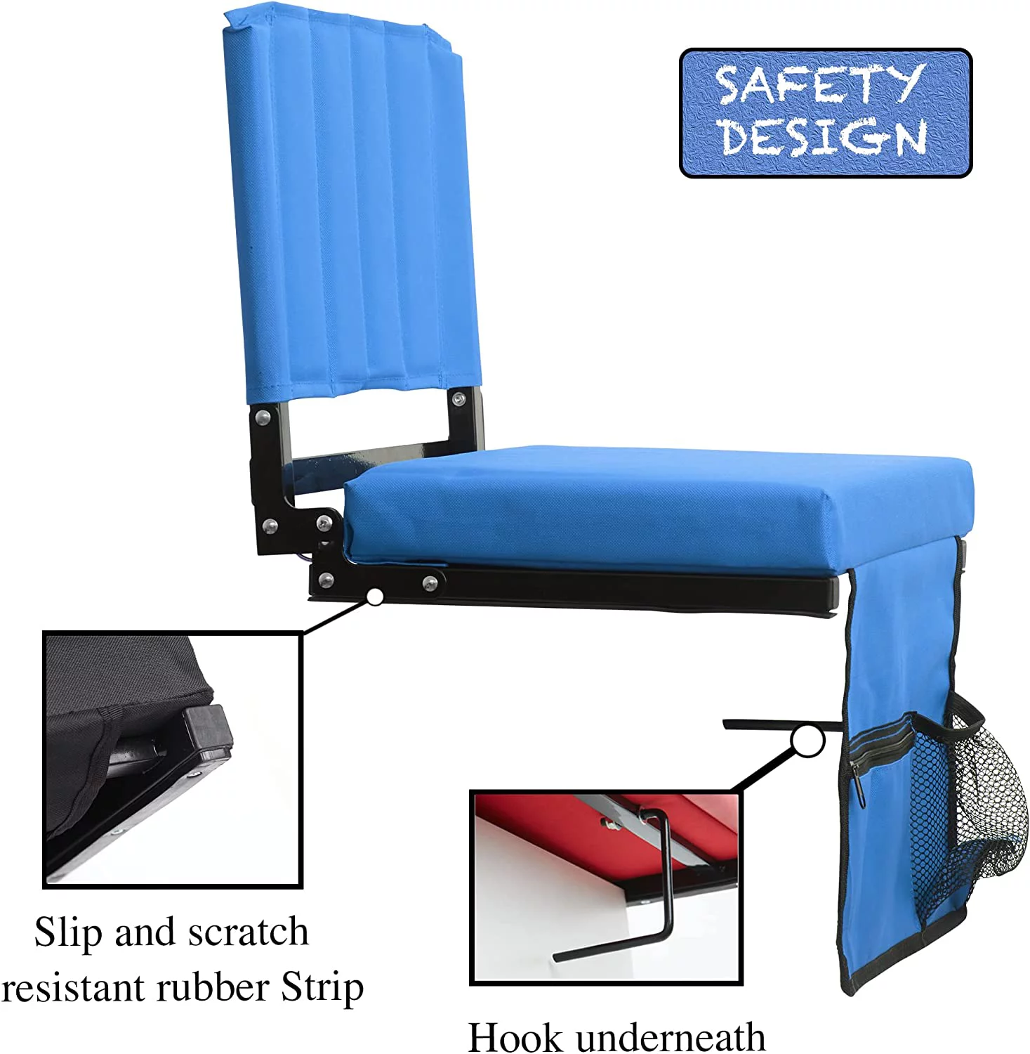 D&D Products 2-Pack of Stadium Seat for Bleachers with Padded Cushion Foldable Stadium Chairs with Strap and Cup Holder