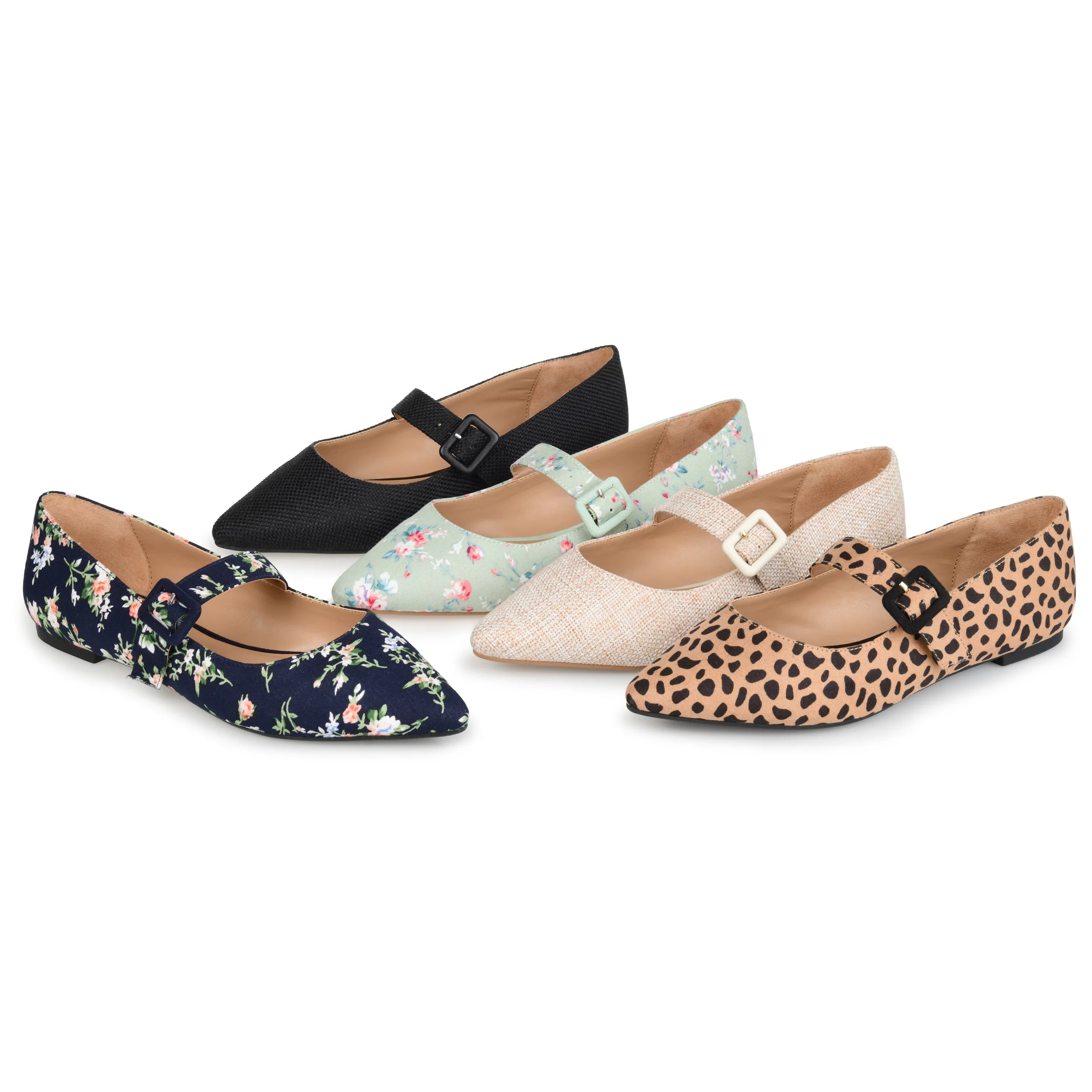 Journee Collection Womens Karissa Buckle Pointed Toe Mary Jane Flats