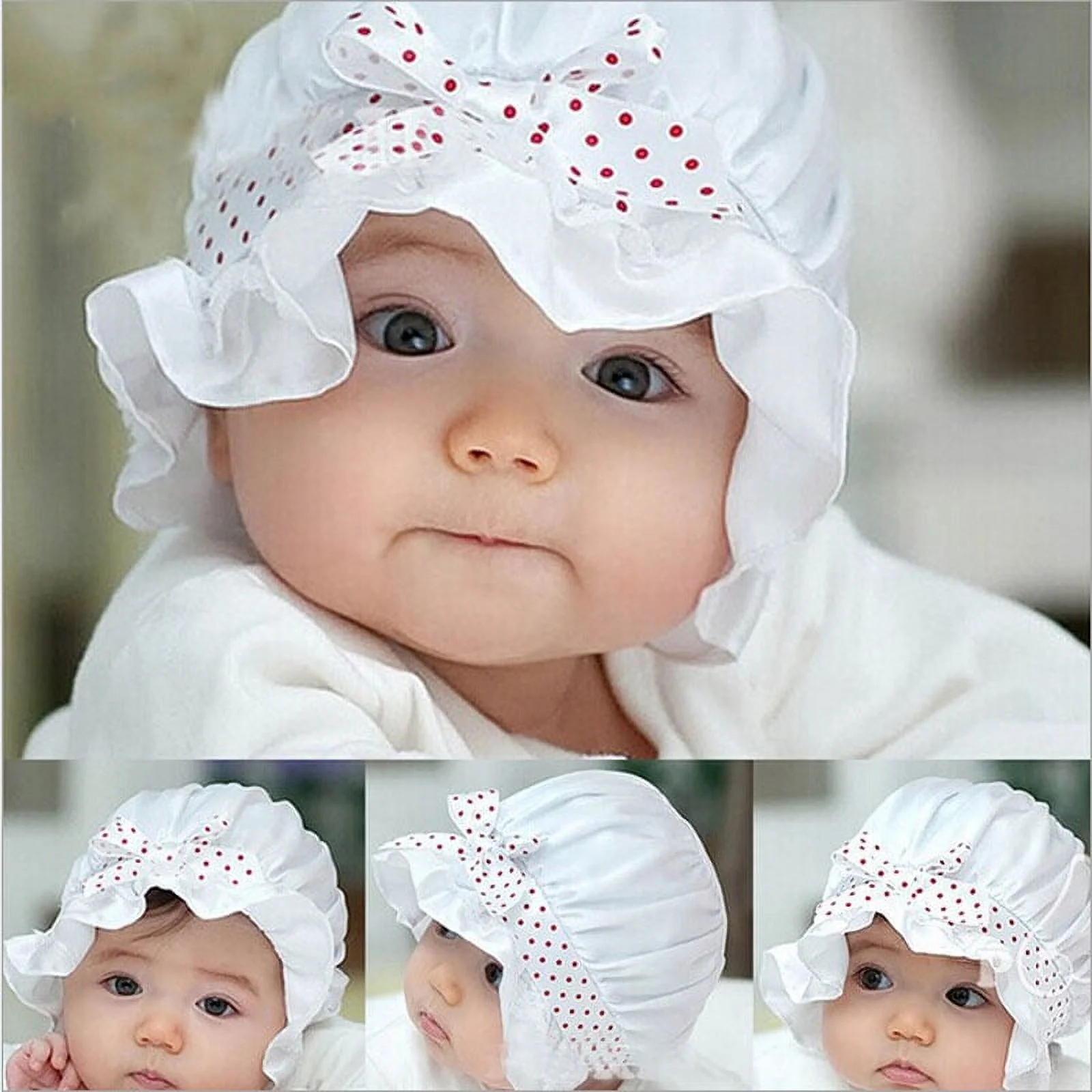 Baby Accessories Baby Hats Newborn Girl Boy Summer Sun Polka Dots Beanie Cap 2-12 Months WH Hat