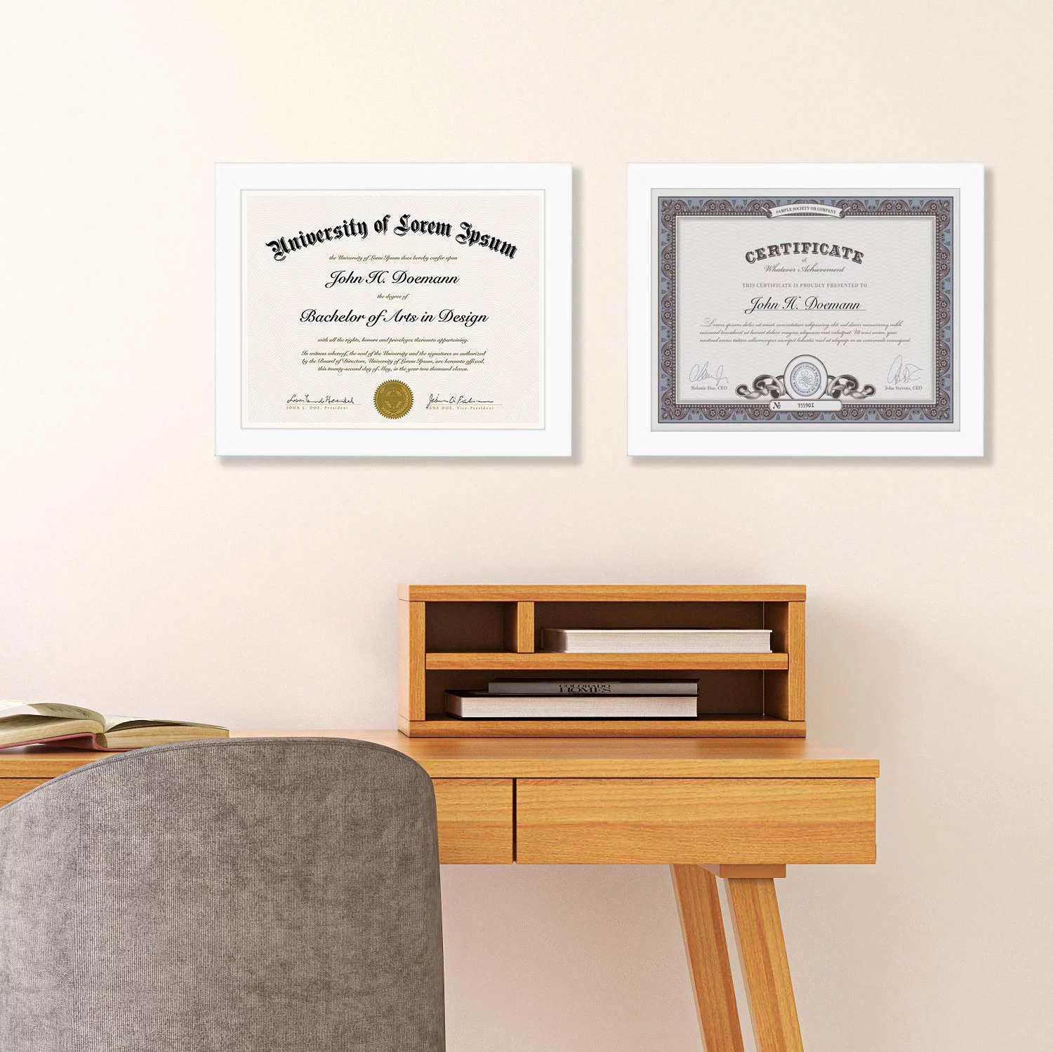 Americanflat 8.5x11 Diploma Frame in White with Shatter Resistant Glass - Horizontal and Vertical Formats for Wall and Tabletop
