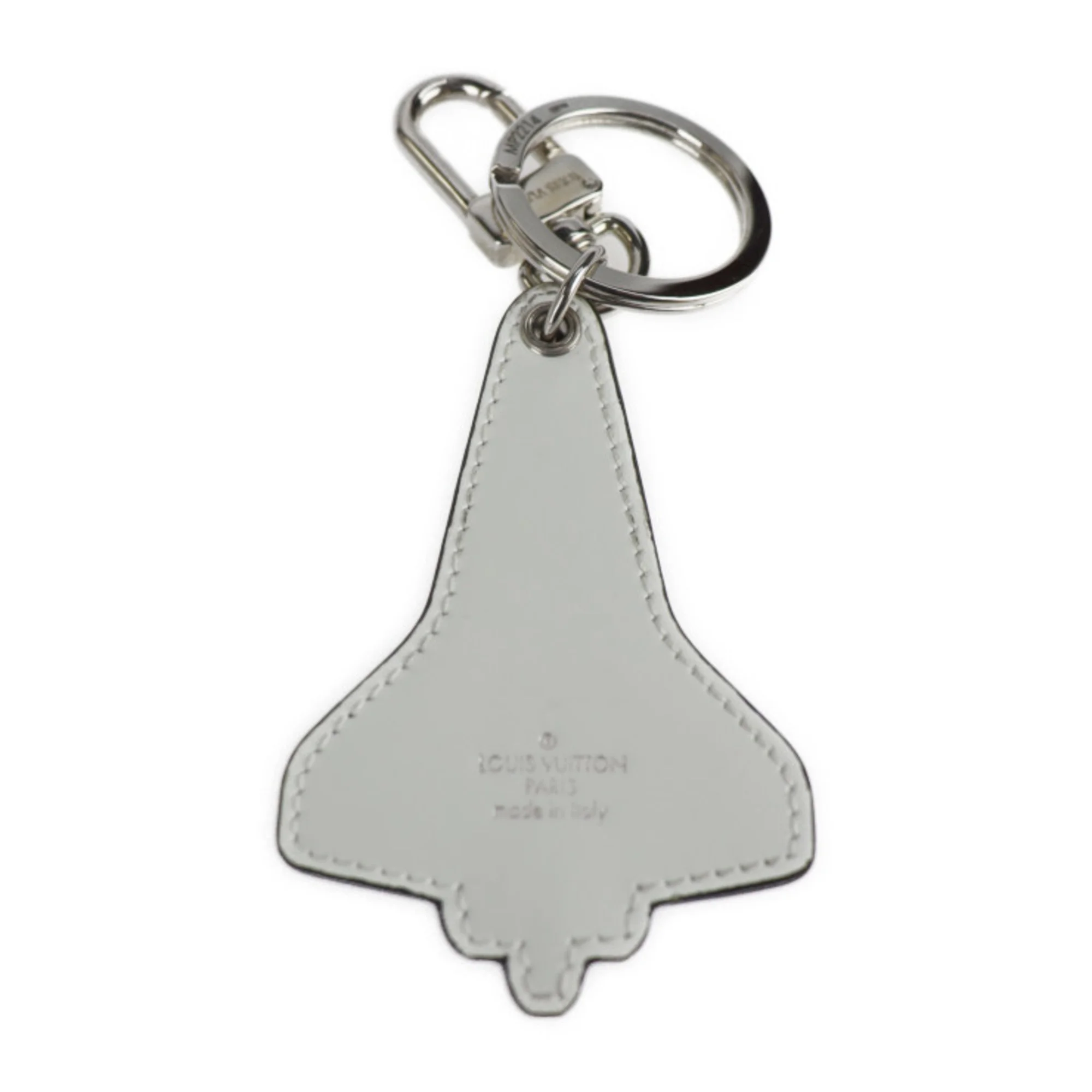 Pre-Owned LOUIS VUITTON Louis Vuitton Porto Clé Mascot Locket Keychain MP2214 Metal Leather Blue Silver White (Good)