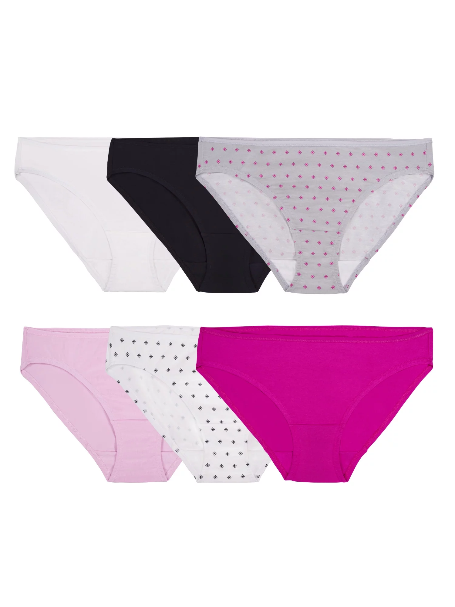 Fruit of the Loom Women's Cotton Stretch Bikini Underwear, 6 Pack, Sizes S-2XL