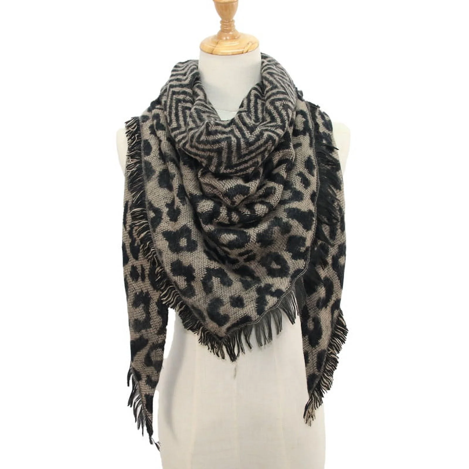 Women Winter Warm Leopard print Long Wrap Shawl Scarf Scarves Stole Cape Scarf Blanket Scarf for Women
