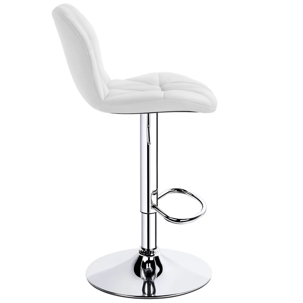 Yaheetech 2pcs Adjustable Modern PU Leather Bar Stools with Backrest for Home Kitchen, White