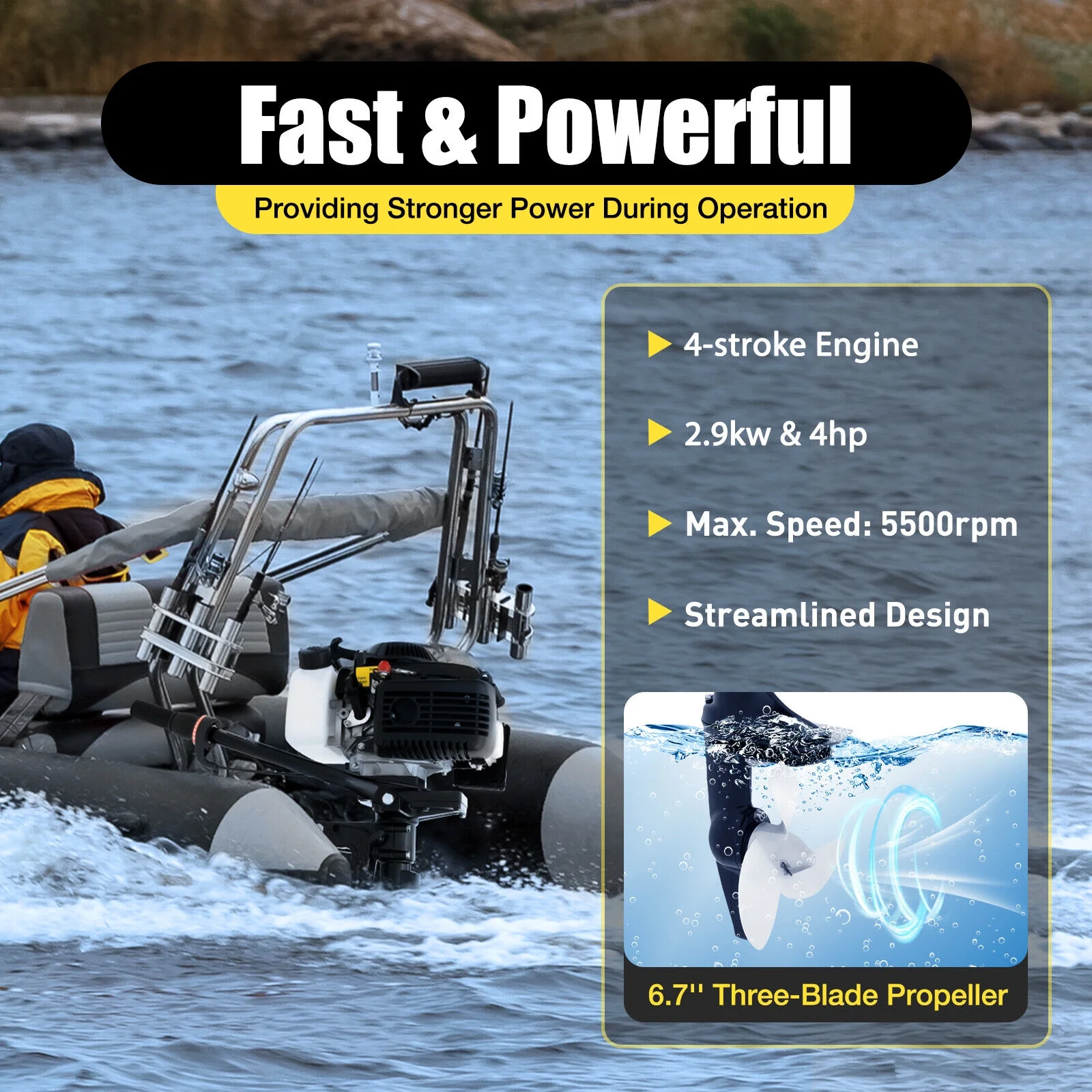 4HP 4 Stroke Outboard Motor Fishing Boat Engine with Air Cooling System CDI