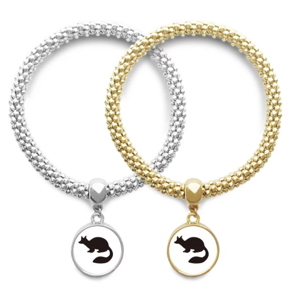 Black Marten Animal Portrayal Lover Bracelet Bangle Pendant Jewelry Couple Chain