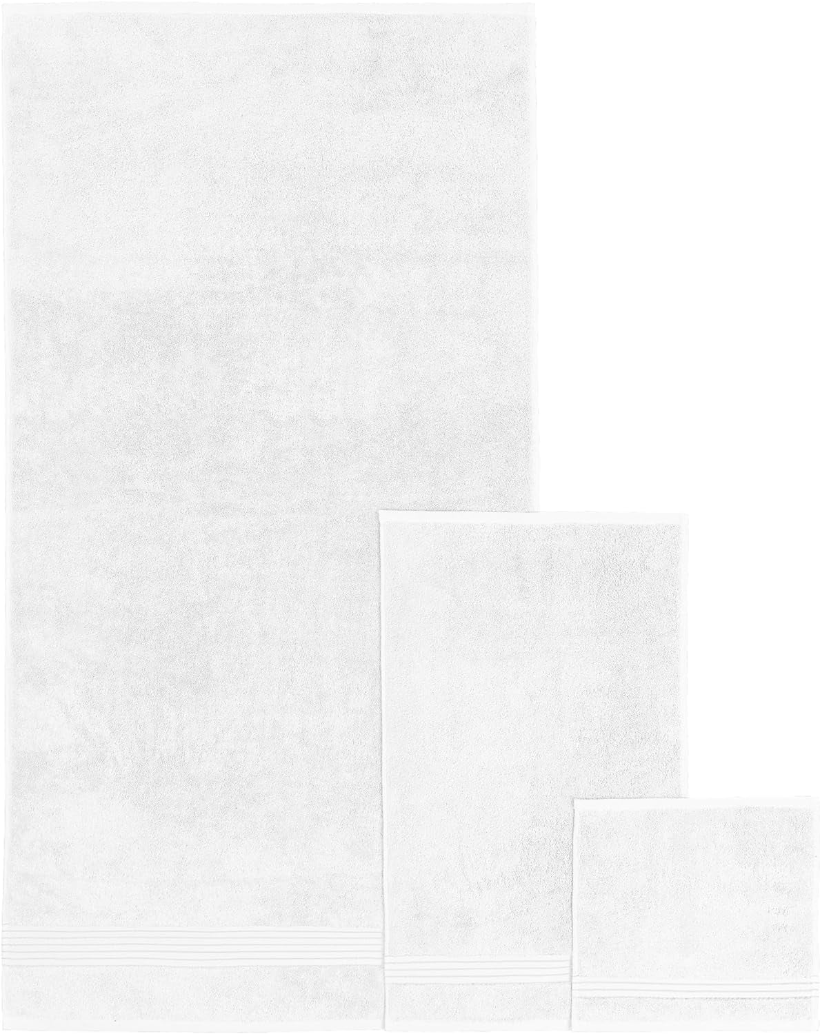 Holiday Gift Cotton 6-Piece Towel Set, Includes 2 Washcloths, 2 Hand Towels and 2 Bath Towels, 100% Turkish Cotton - Highly Absorbent and Super Soft Towels for Bathroom, White