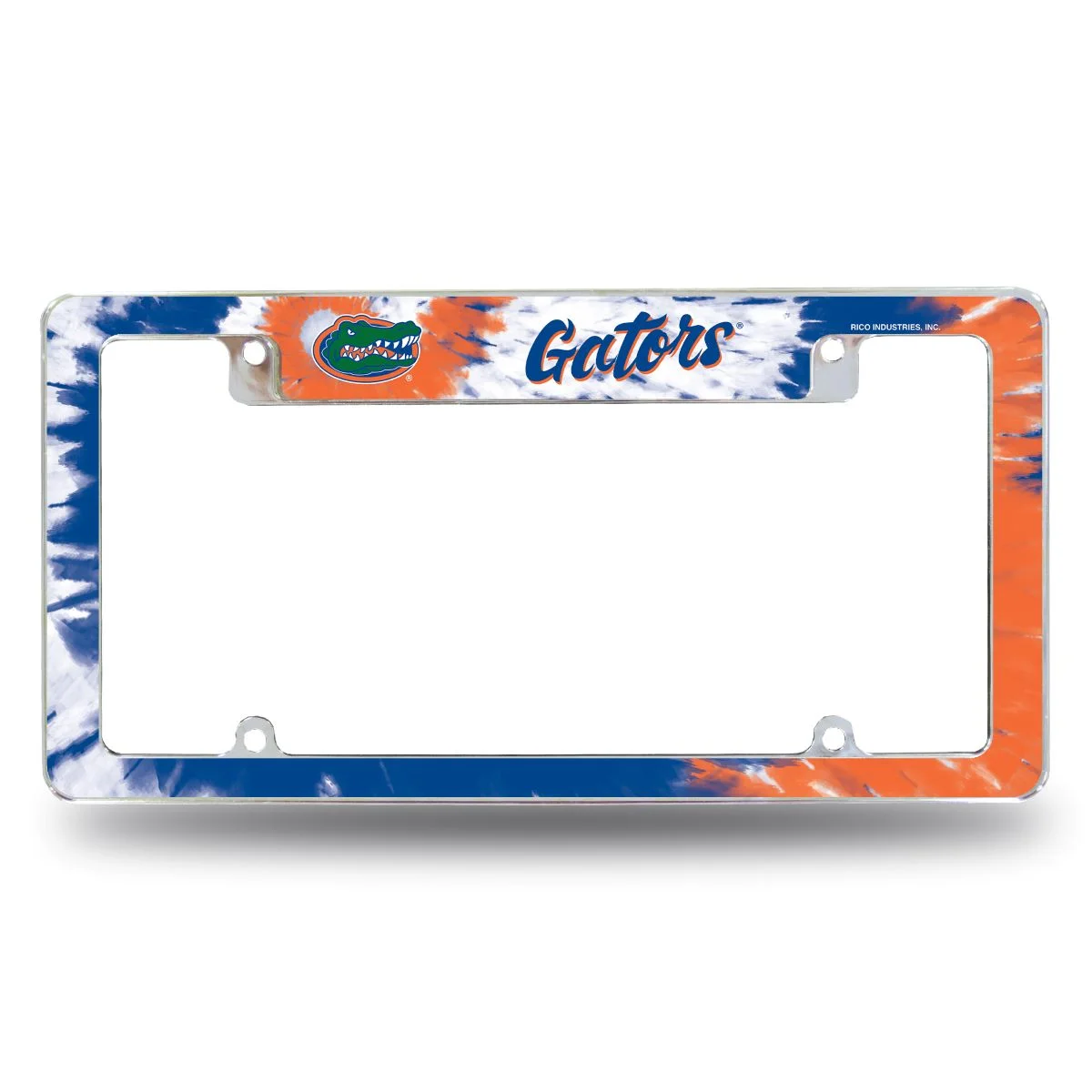 Florida NCAA Gators Chrome Metal License Plate Frame with Tie Dye Design