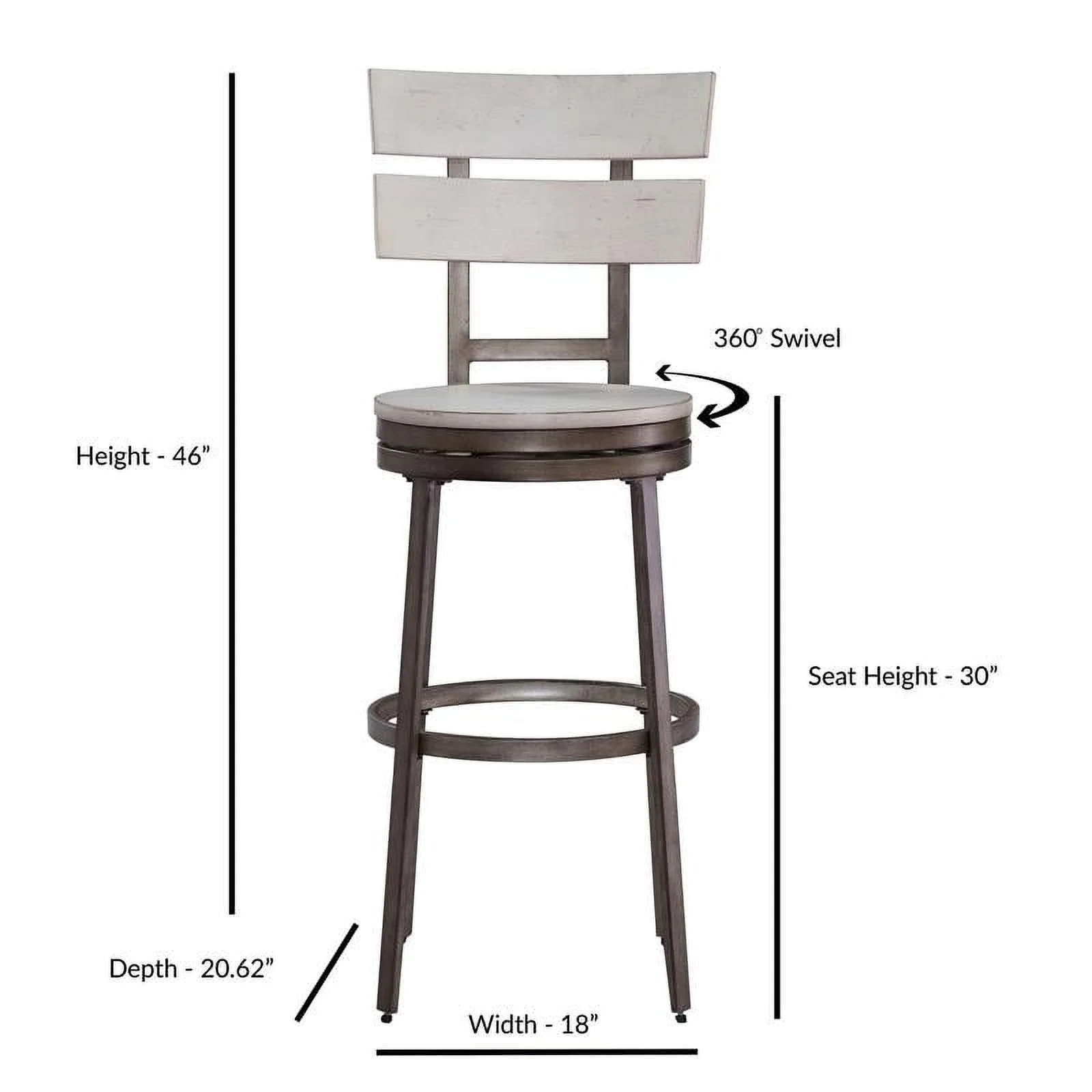 Home Square 3 Piece Metal Swivel Bar Stool Set in Distressed White