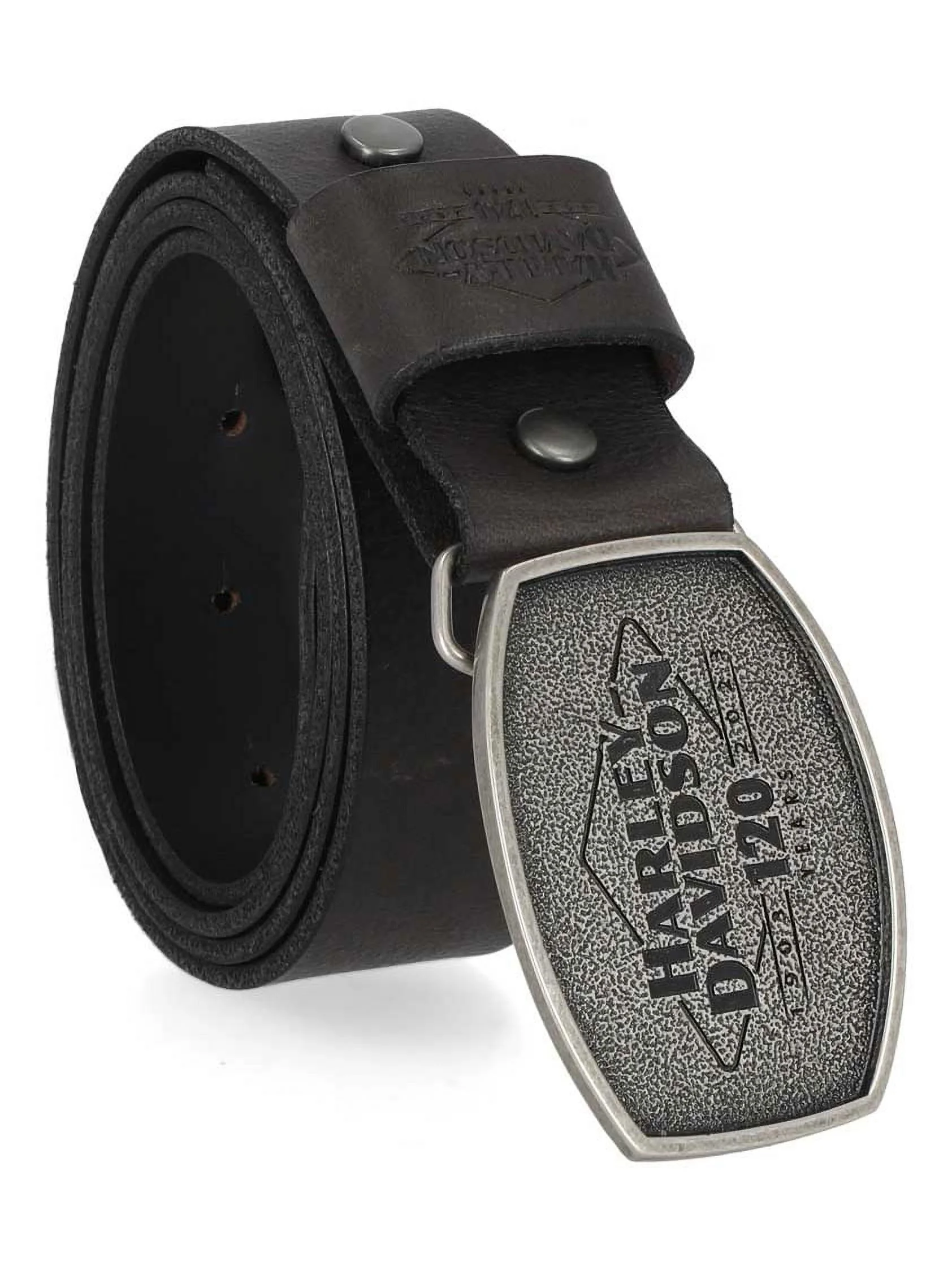 Harley-Davidson Men's 120th Anniversary Snap On Buckle Leather Belt - Black (42), Harley Davidson