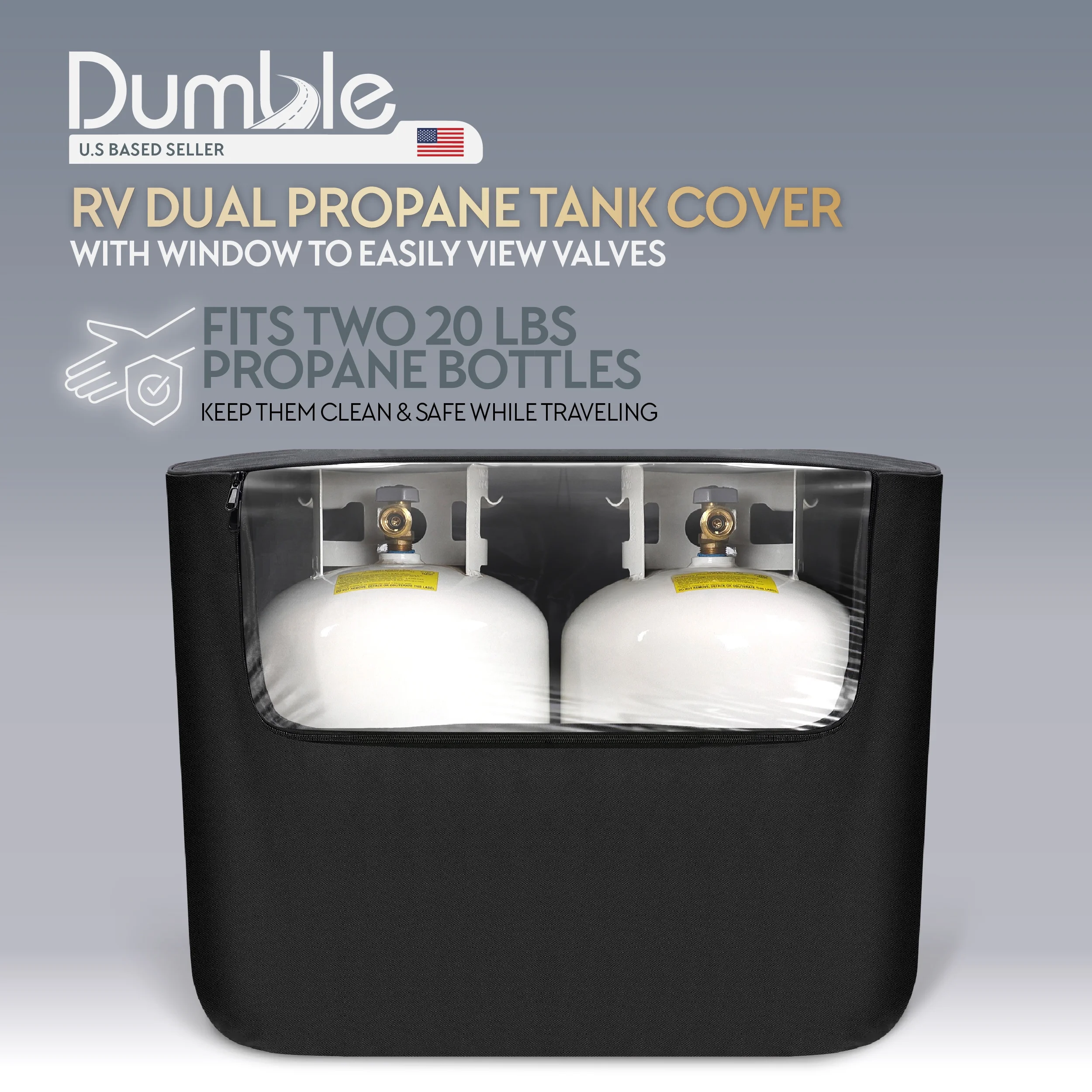 Dumble RV Propane Tank Covers - 20 lb Dual LP Tank Soft Cover with Clear Window