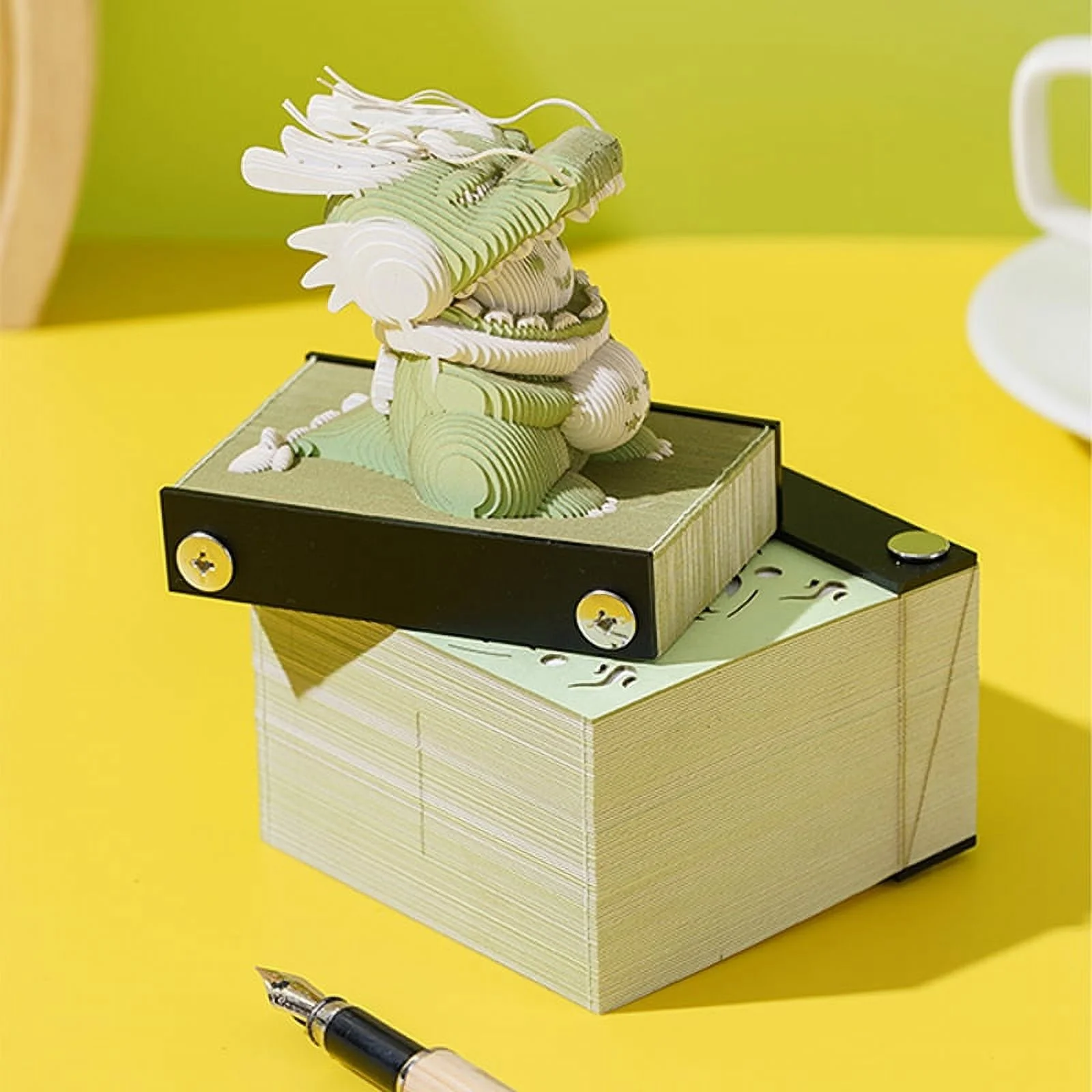 Desk Calendar,2024 Calendar Memo Pad,Creative Desk Calendar DIY Notes Notepad,3D Art Calendar Paper Carving Gift House Sculpture