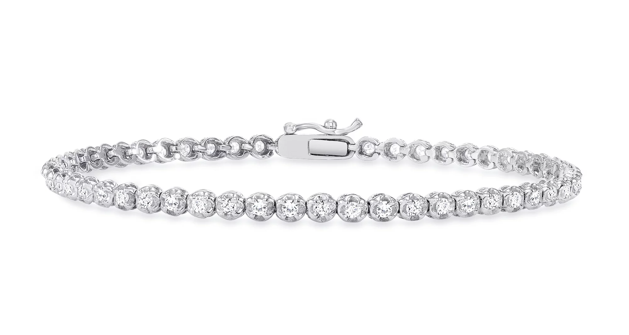 1 Carat Diamond Tennis Bracelet for Women in 10k White Gold with Secure Double Clasp Brilliant Cut by Beverly Hills Jewelers