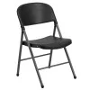 Emma + Oliver 2 Pack 330 lb. Capacity Black Plastic Folding Chair with Charcoal Frame