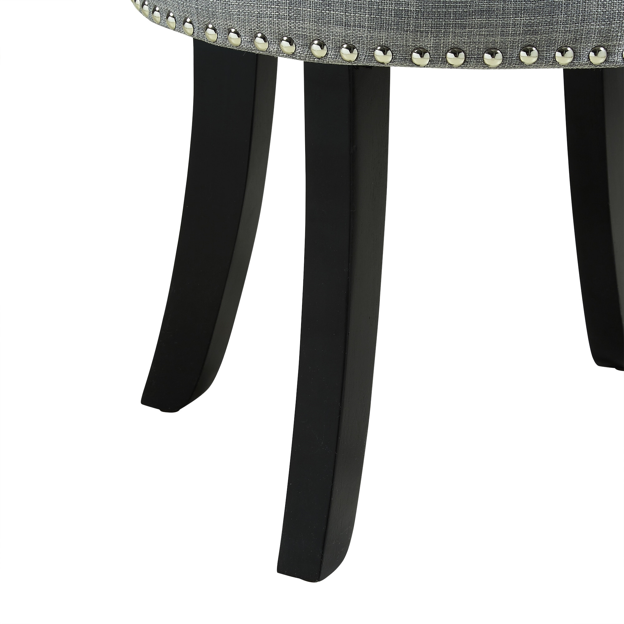 Inspired Home West Linen Contemporary Nailhead Trim Rolled Back Vanity Stool
