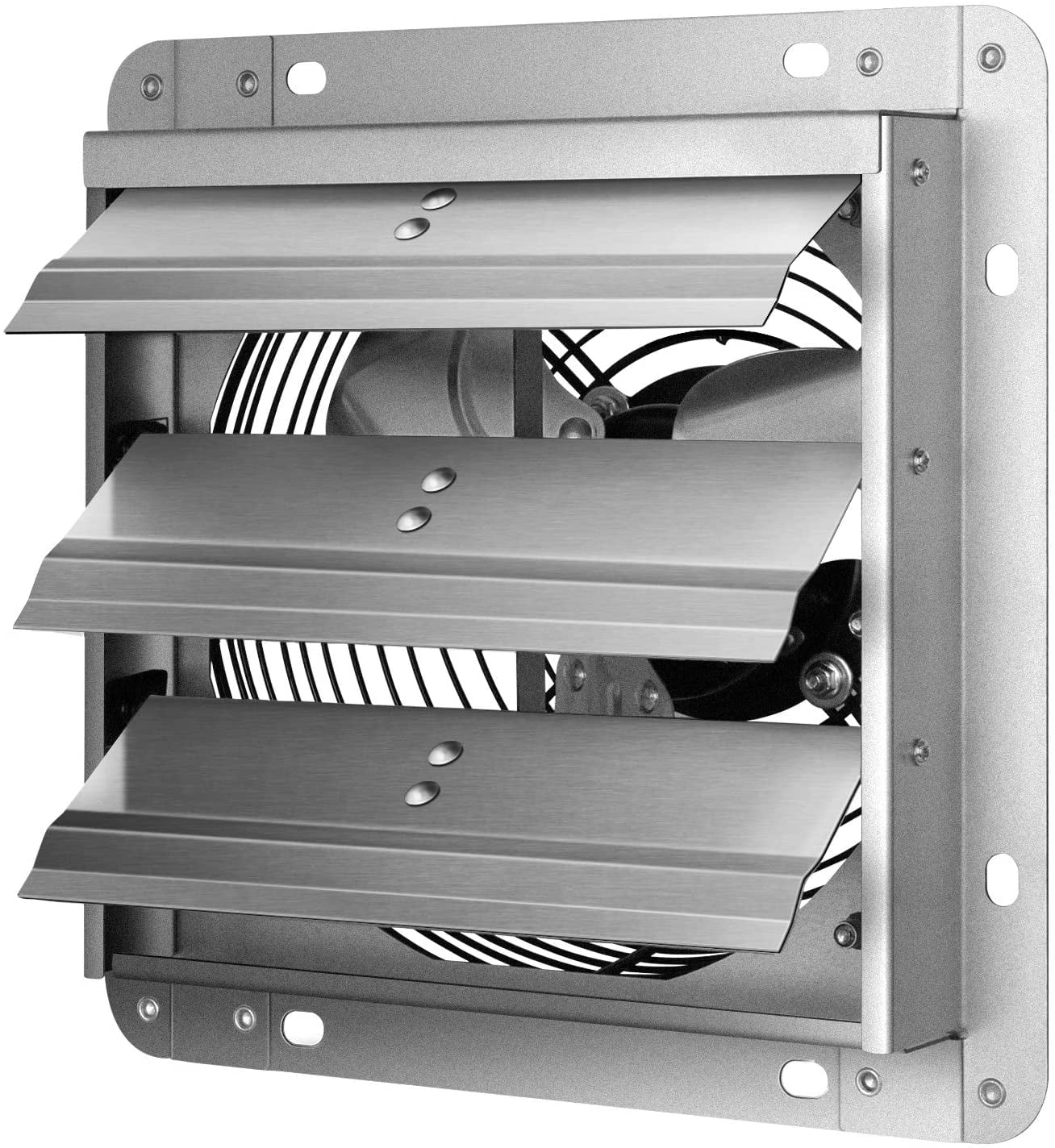 iPower 10 Inch Shutter Exhaust Fan Aluminum,High Speed 1650RPM, 820CFM, 2-Pack, Silver
