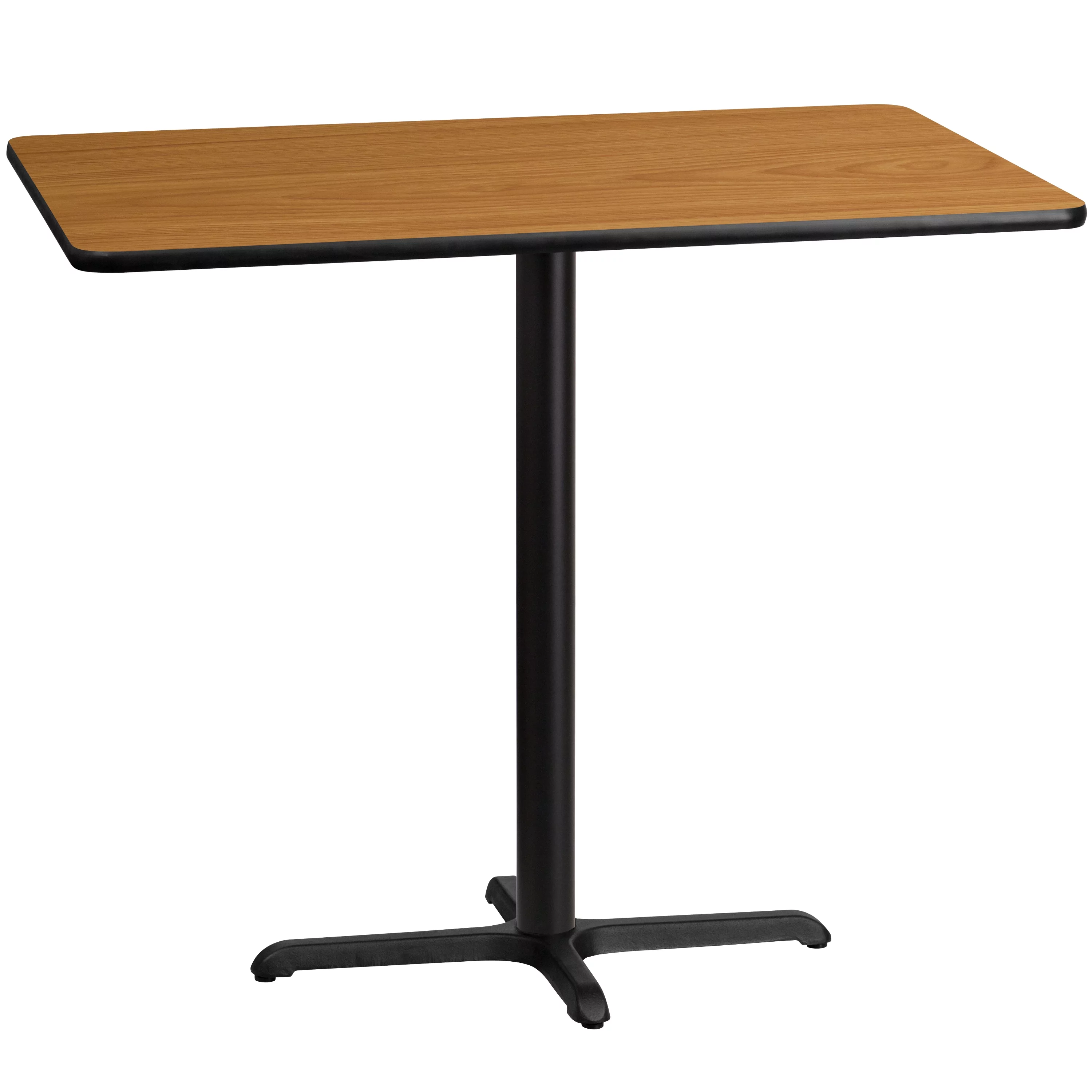 BizChair 30'' x 48'' Rectangular Natural Laminate Table Top with 23.5'' x 29.5'' Bar Height Table Base