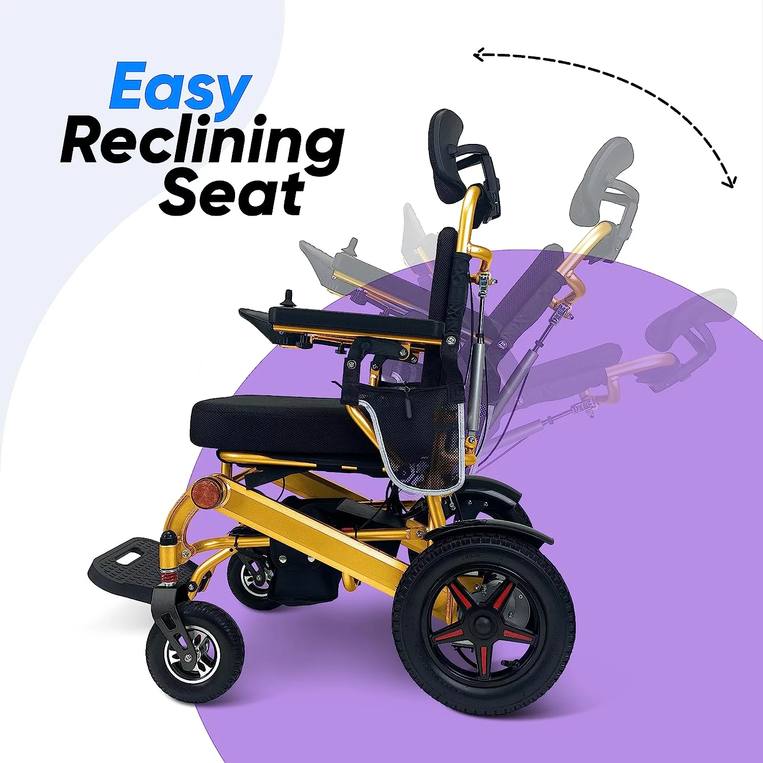Ephesus E7 Folding Electric Wheelchair, Reclining Backrest, All-Terrain, Comfortable 18
