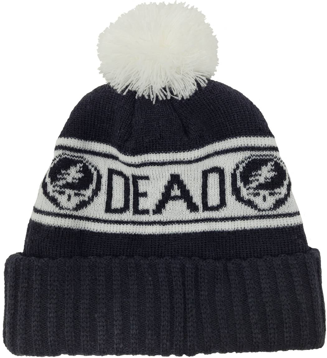 Ripple Junction Grateful Dead Adult Unisex Knit Pom Pom Beanie Black/White