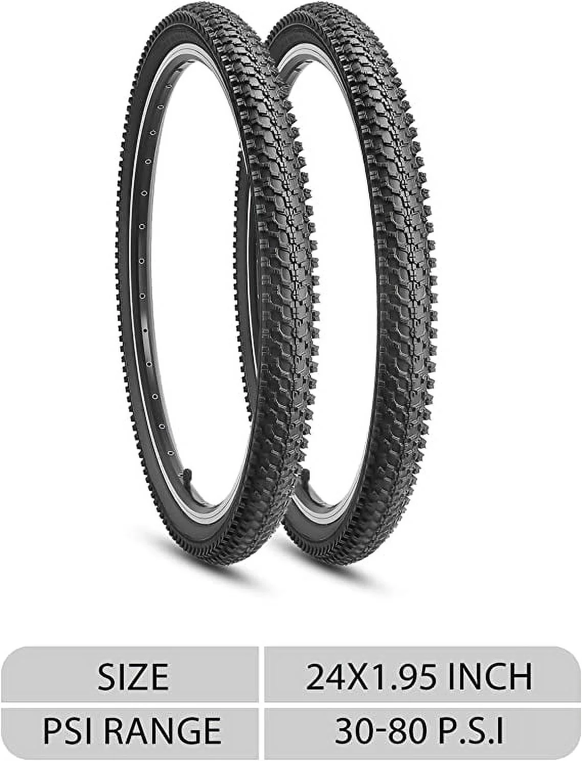 MOHEGIA 2 Pack Bike Tire 24x1.95 Inch Folding Bicycle Tires for Mountain Bikes