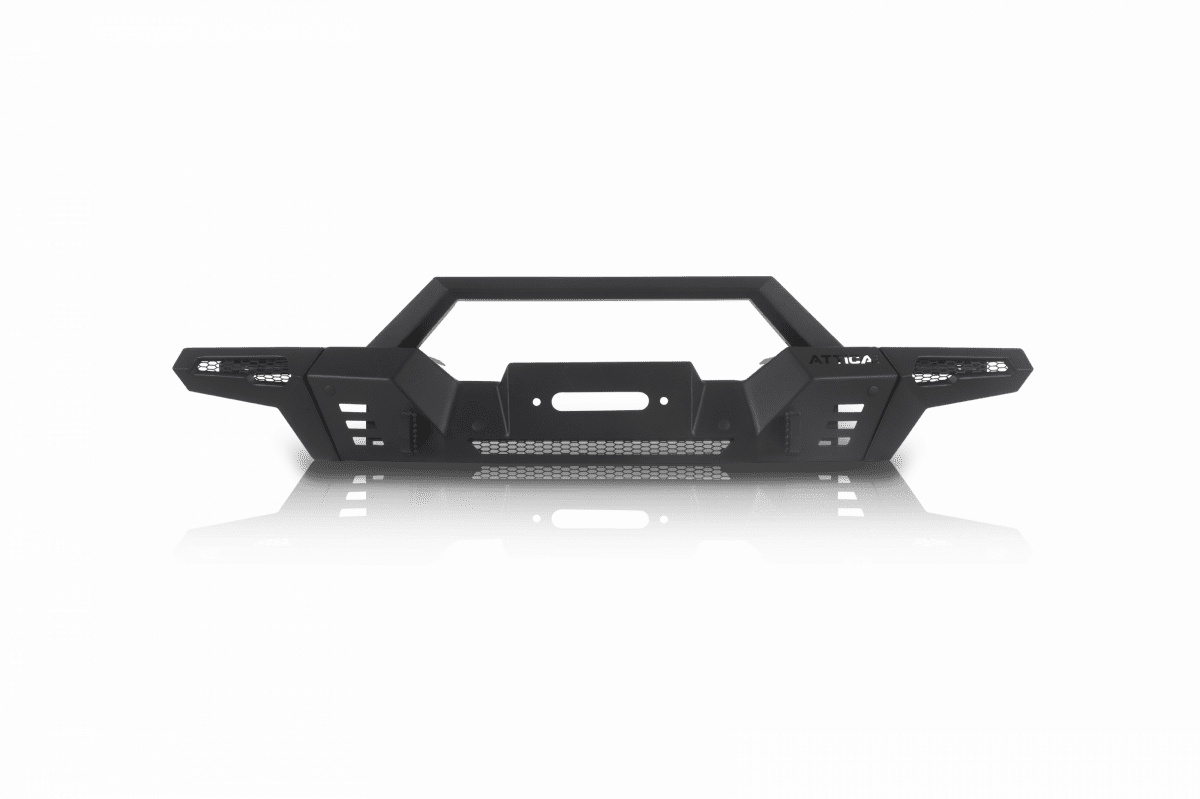 Attica 2018-2024 Fits Jeep Wrangler JL 2019-2024 Gladiator Black Powder Coated Steel Front Bumper Modular Wings ATTJL01A110-1-BX