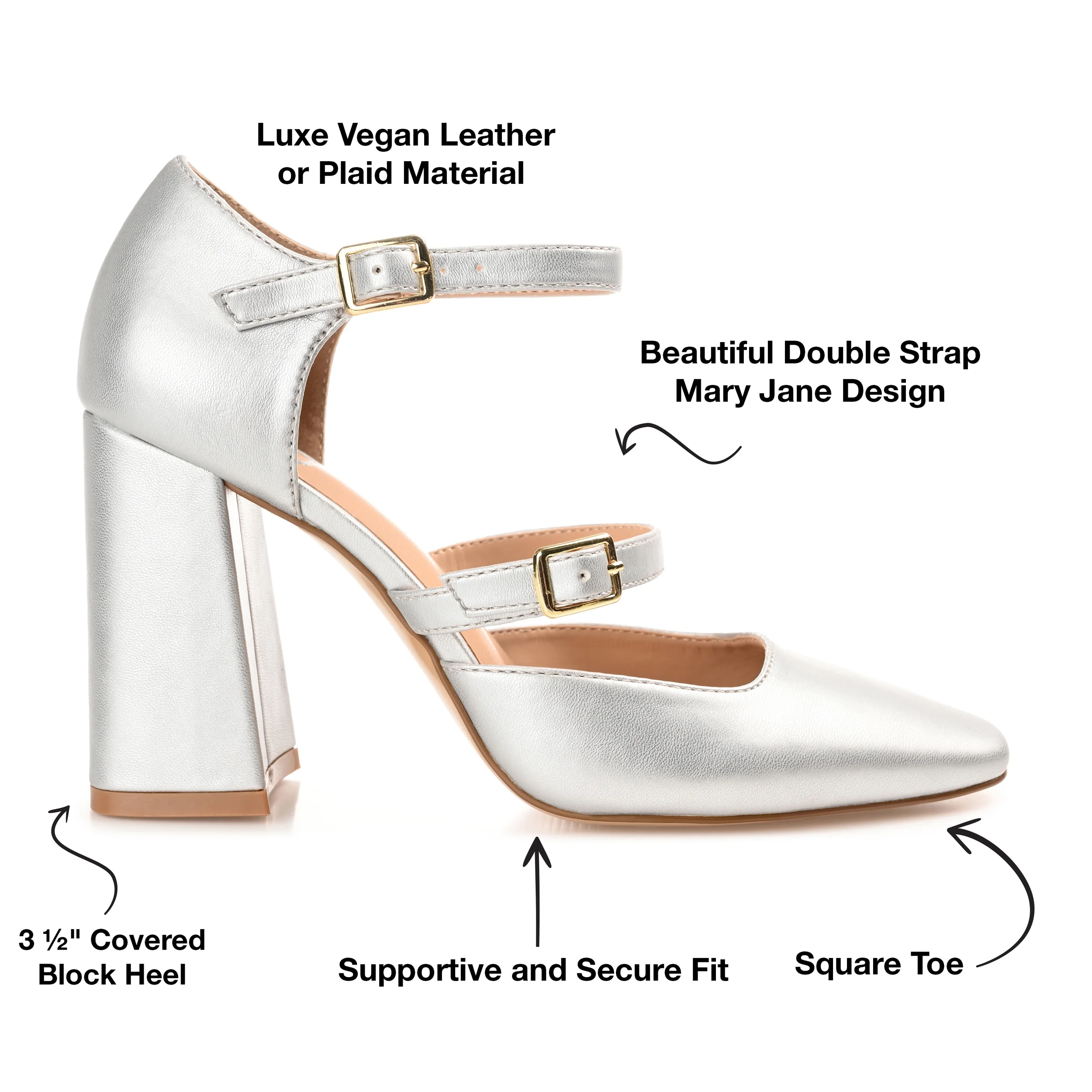 Journee Collection Womens Isadorah Mary Jane Mid Block Heel Square Toe Pumps